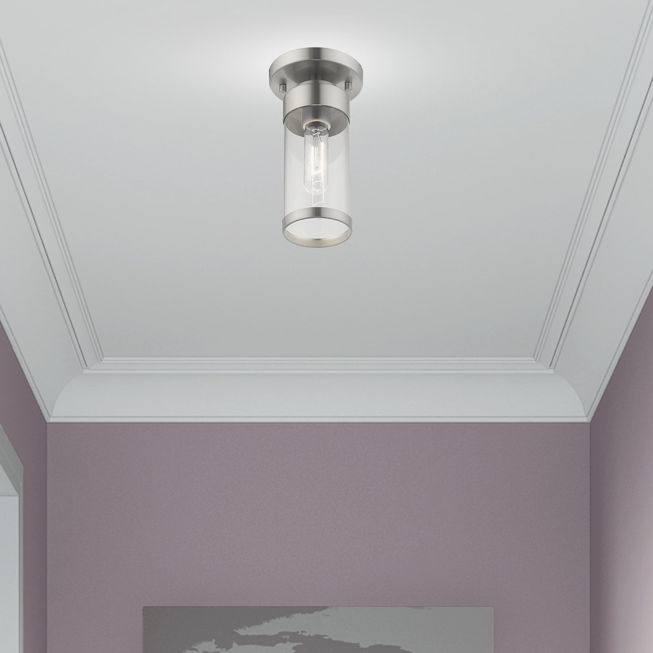 Hillcrest Contemporary Brushed Nickel 1-Light Flush Mount
