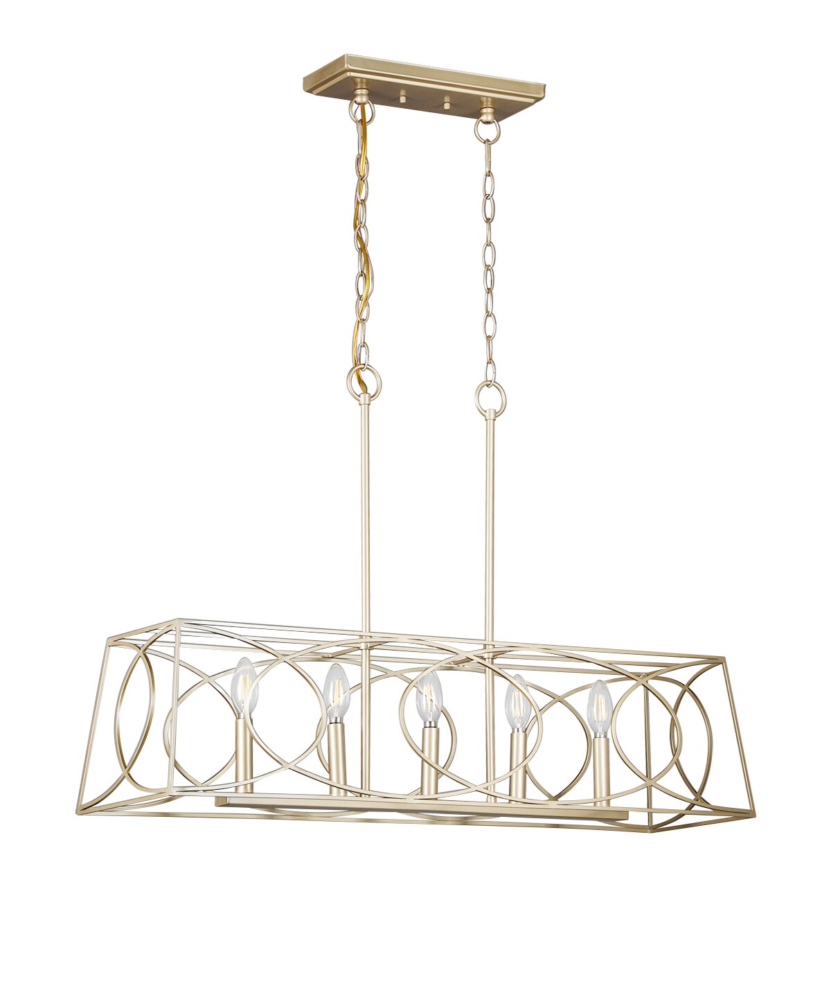 allen + roth Providence 5-Light Soft Gold Traditional Linear Hanging ...