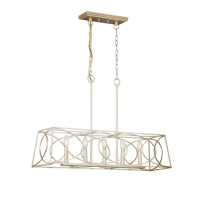 allen + roth Providence 5-Light Soft Gold Traditional Linear Hanging ...