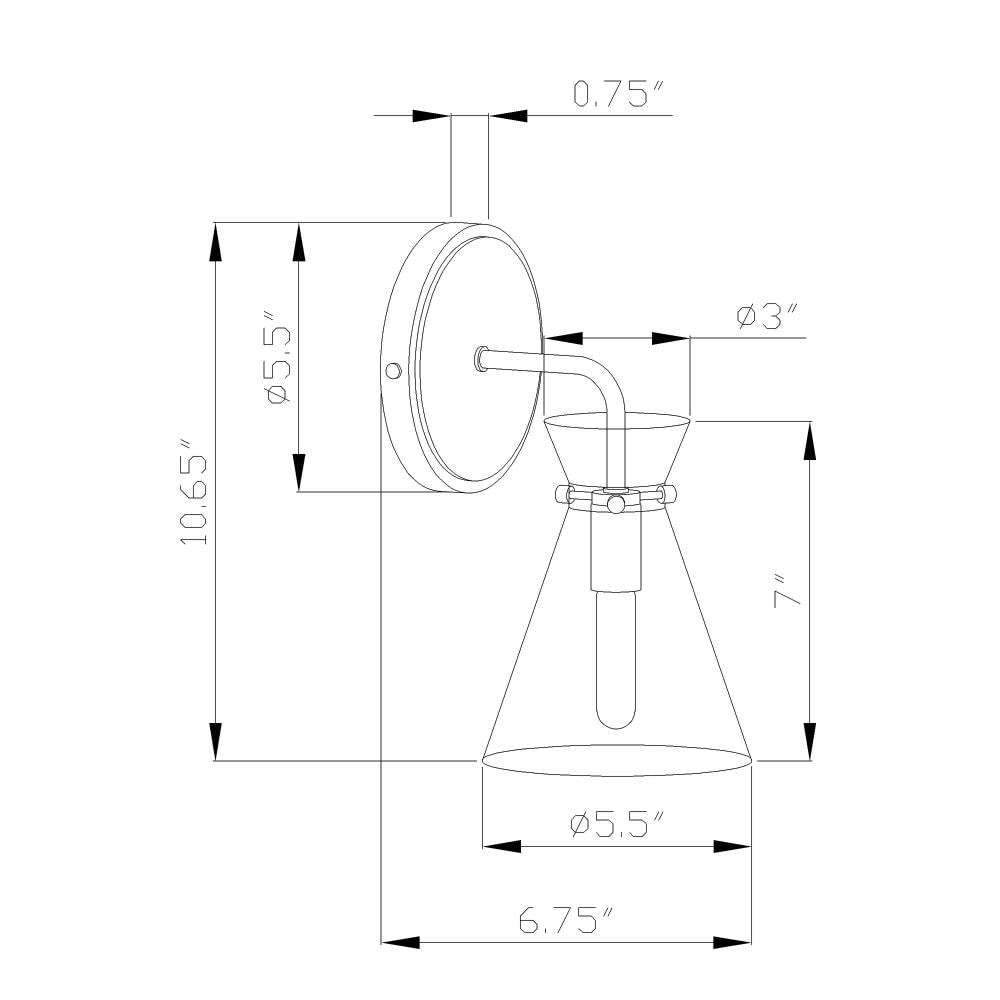 Beaker Mid-Century Modern Black Steel Wall Sconce with Clear Glass
