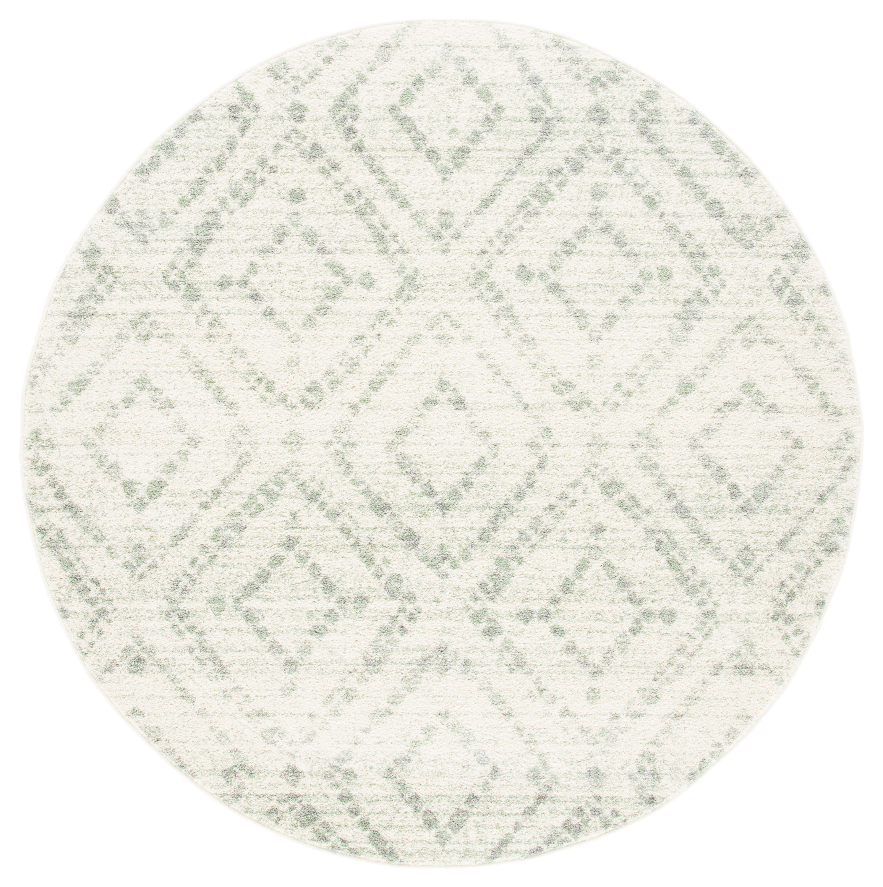 Safavieh ADR131X-6R Adirondack Avi 6 x 6 (ft) Loomed Polypropylene Ivory/Green Round Indoor Geometric Bohemian/Eclectic Area rug