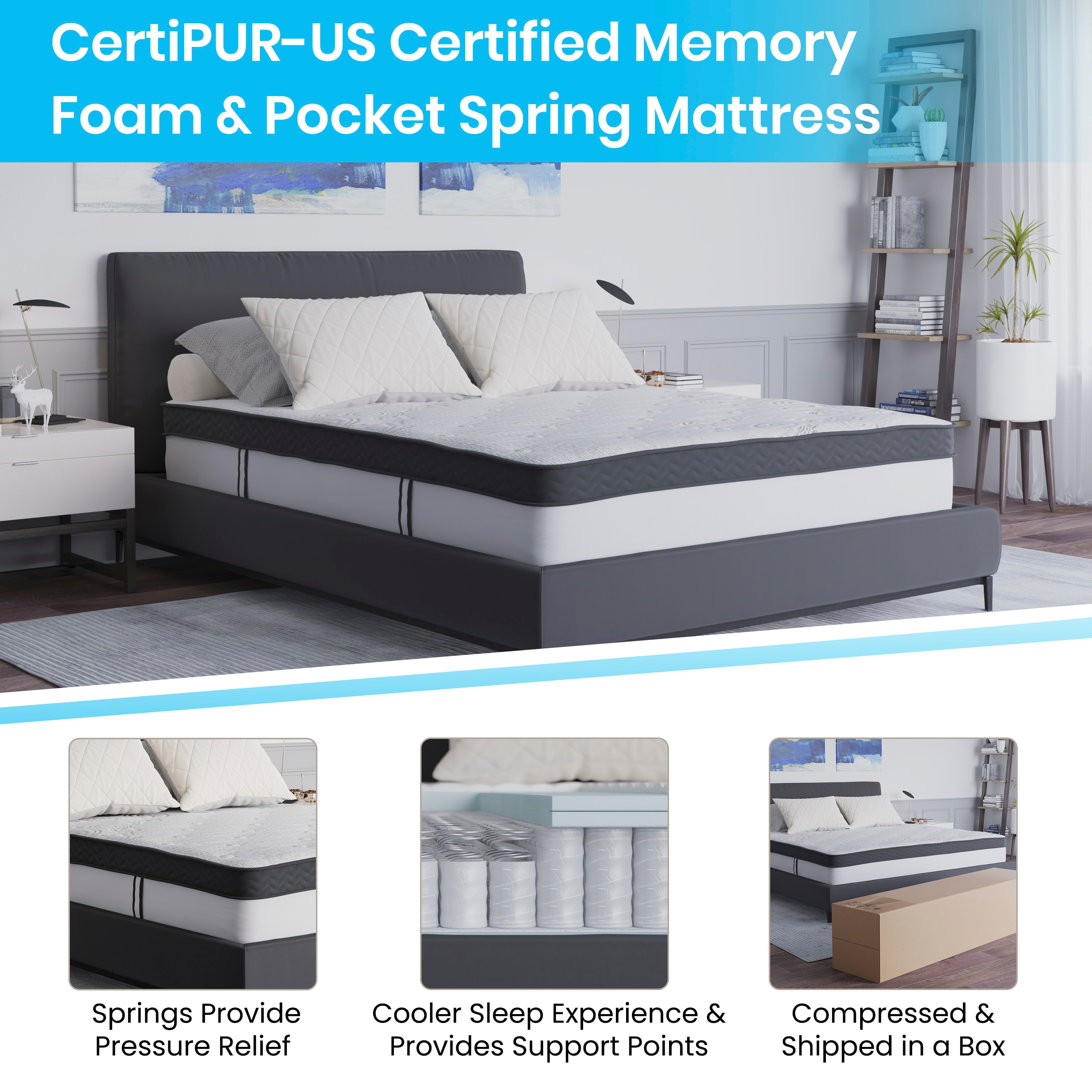 Capri Queen 12" White Memory Foam & Pocket Spring Adjustable Mattress