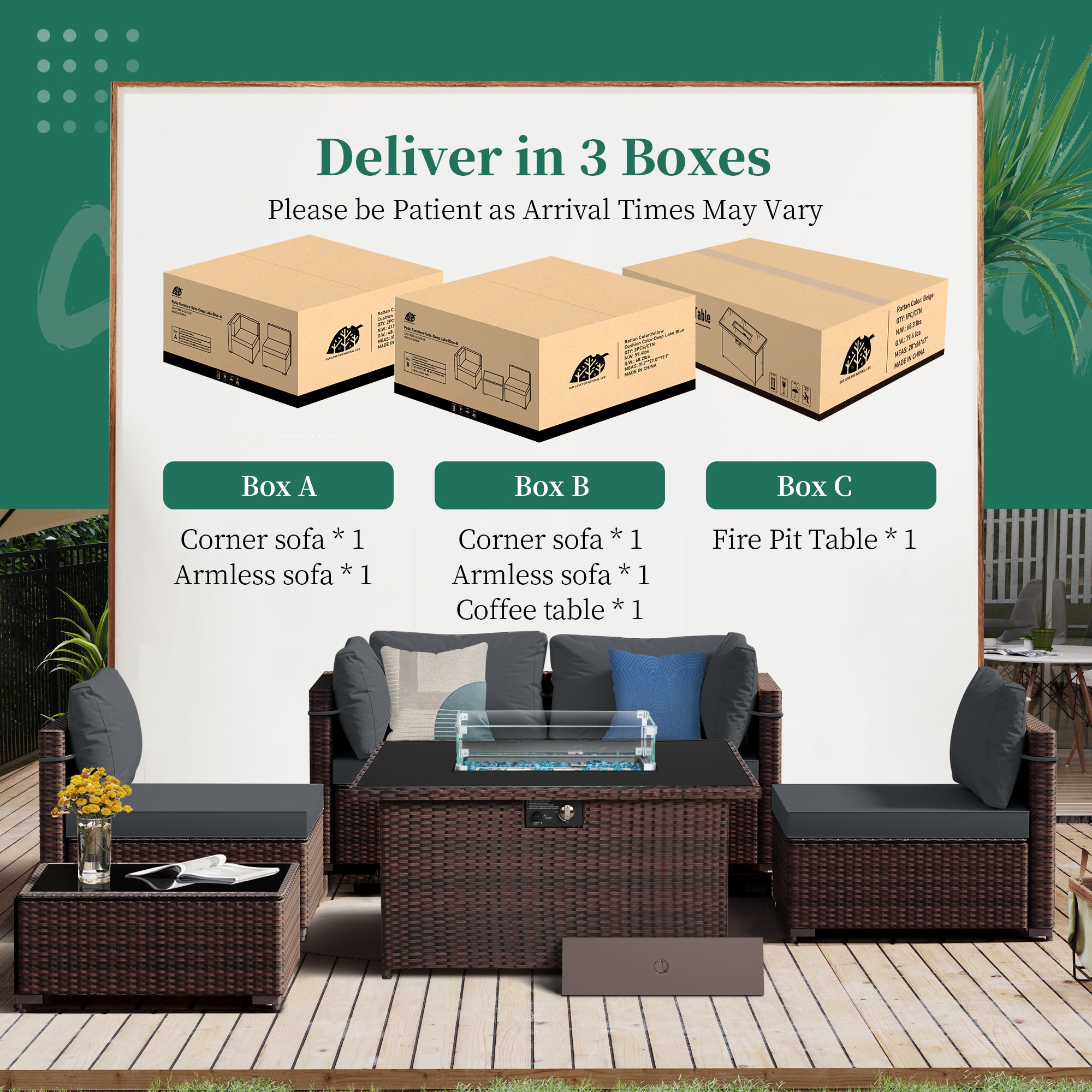 UPHA TBSF-AB43BR-DGRAY Patio-Conversation-Sets - View #10
