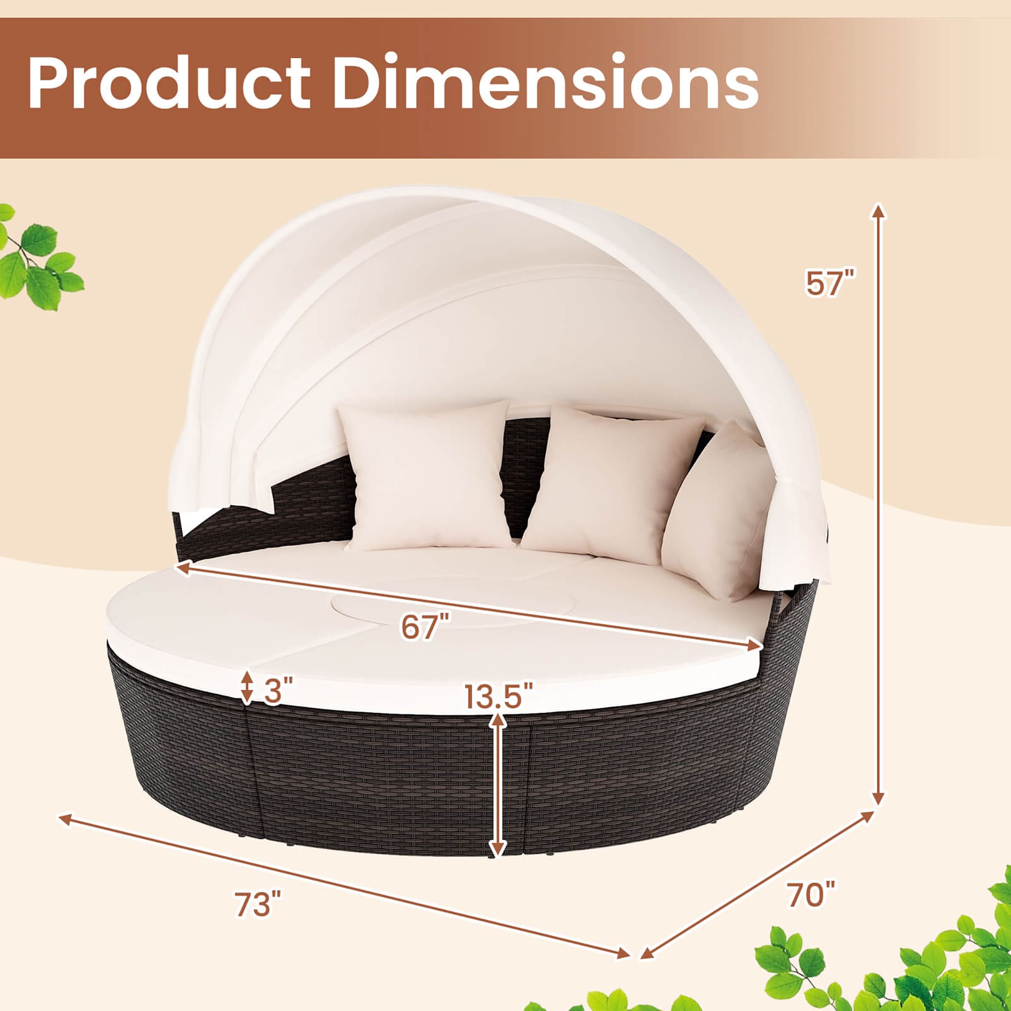 Costway HCST07242 Patio-Sofas-Daybeds - View #2