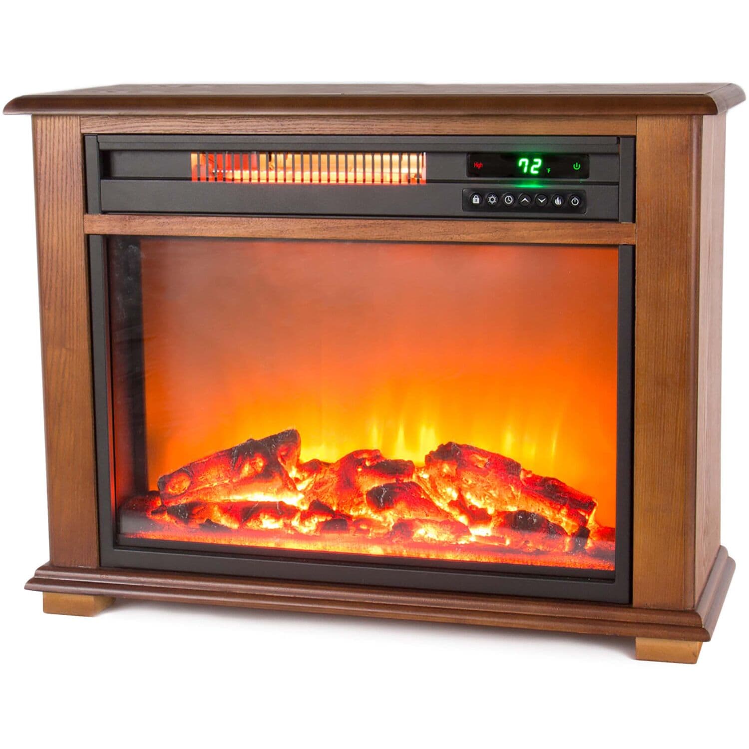 Lifesmart 28.5-in W Brown TV Stand with Infrared Quartz Electric Fireplace FP2042 Sansujyuku sansujyuku.com