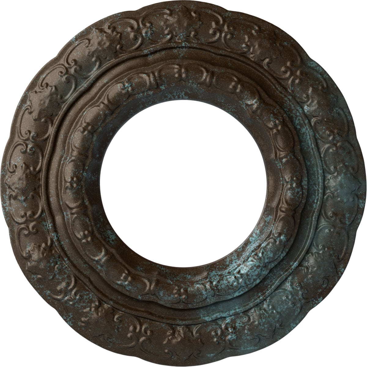 Ekena Millwork CM15LIBBS Lisbon 15.375-in W x 15.375-in L Painted Bronze Blue Patina Polyurethane Whole Ceiling Medallion