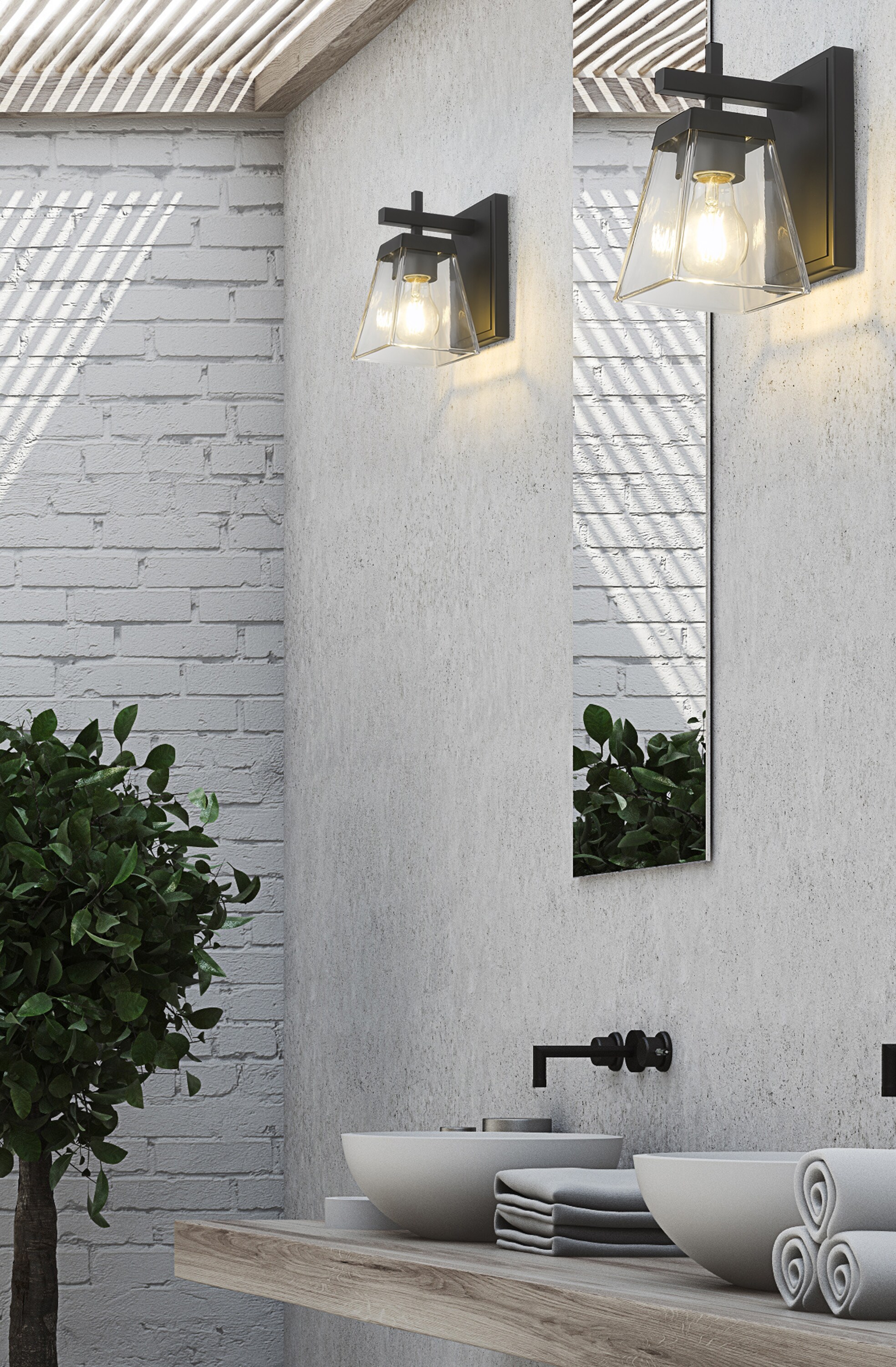 Lauren Matte Black 8.5" Modern Wall Sconce with Clear Flared Glass