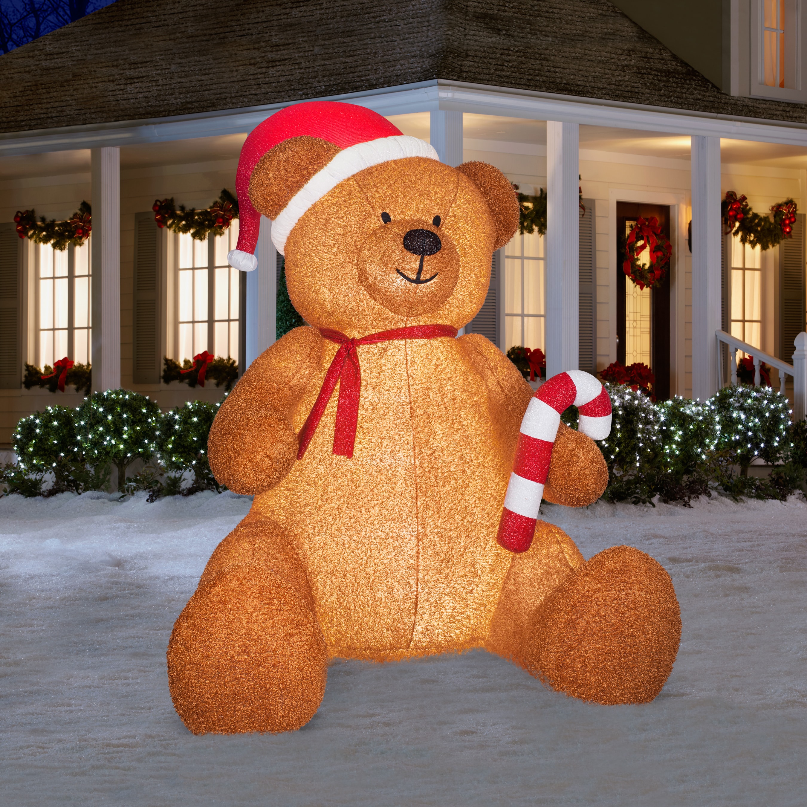 Holiday Living 8.98-ft Lighted Teddy Bear Christmas Inflatable in the ...
