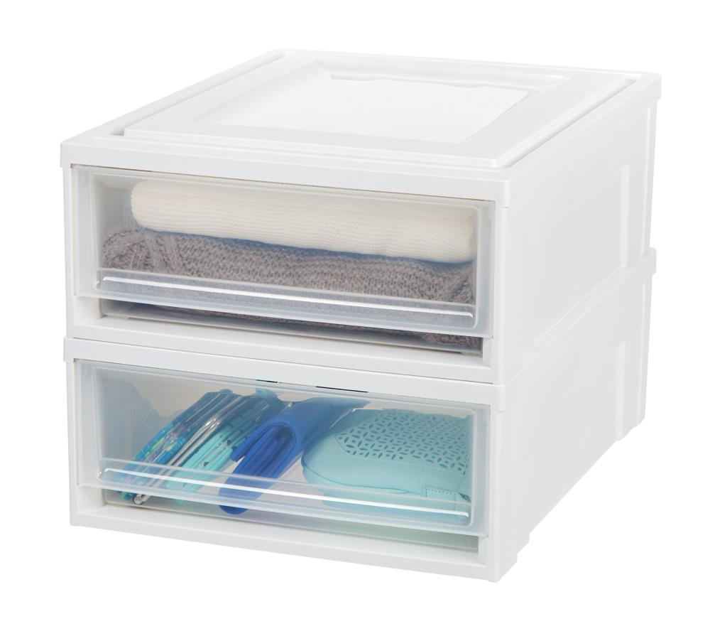 Iris 3pk Plastic Storage Drawer Deep With Sliding Door White : Target
