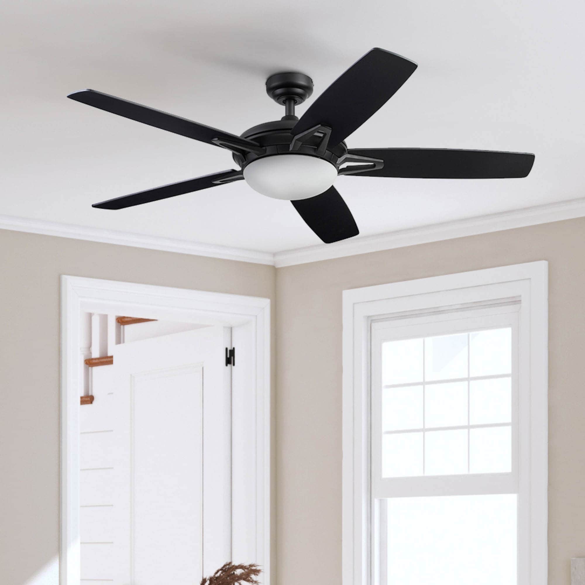 Prominence Home 51483-26 Clancy 52-in Matte Black with Matte Black Ash Blades Ceiling Fan With Light - Remote Included ( 5 -Blade )