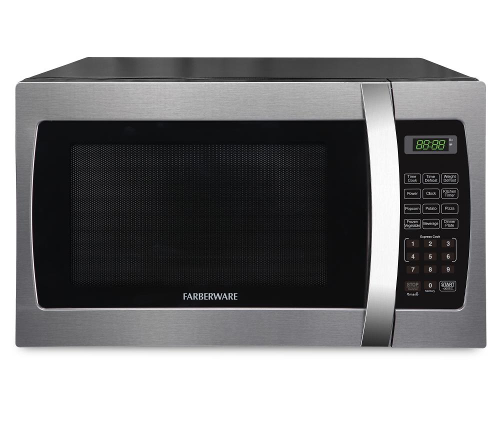 Farberware 1.3-cu ft 1000-Watt Countertop Microwave (Stainless Steel/Black)  in the Countertop Microwaves department at