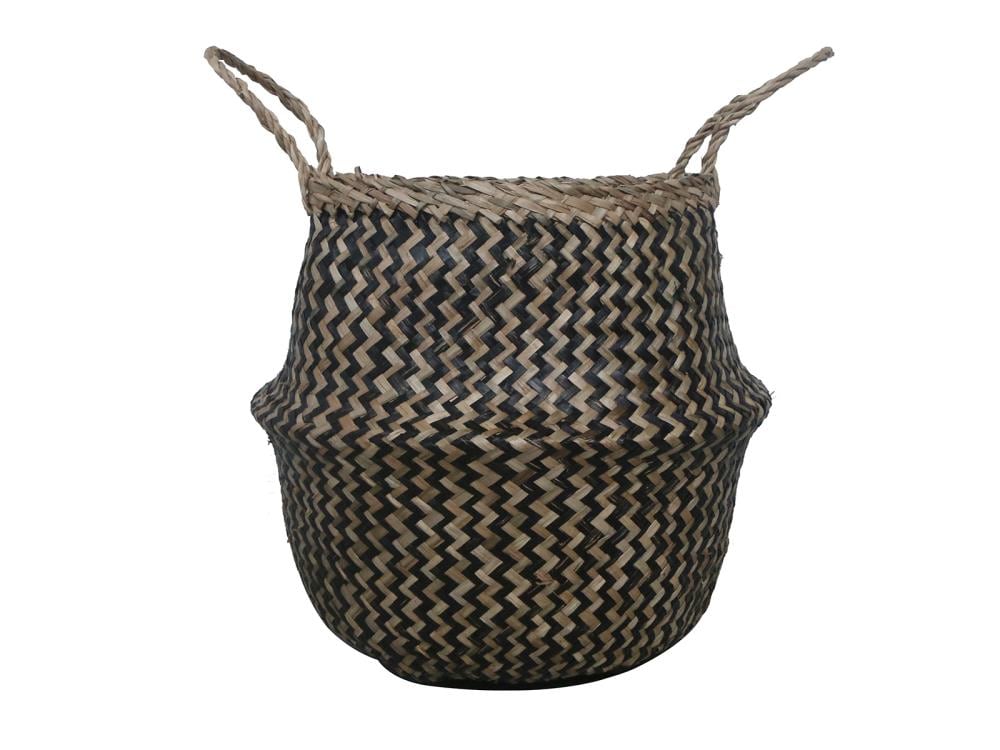 allen + roth MP19021M Round 11.02-in W x 11.02-in H Brown Wicker Planter