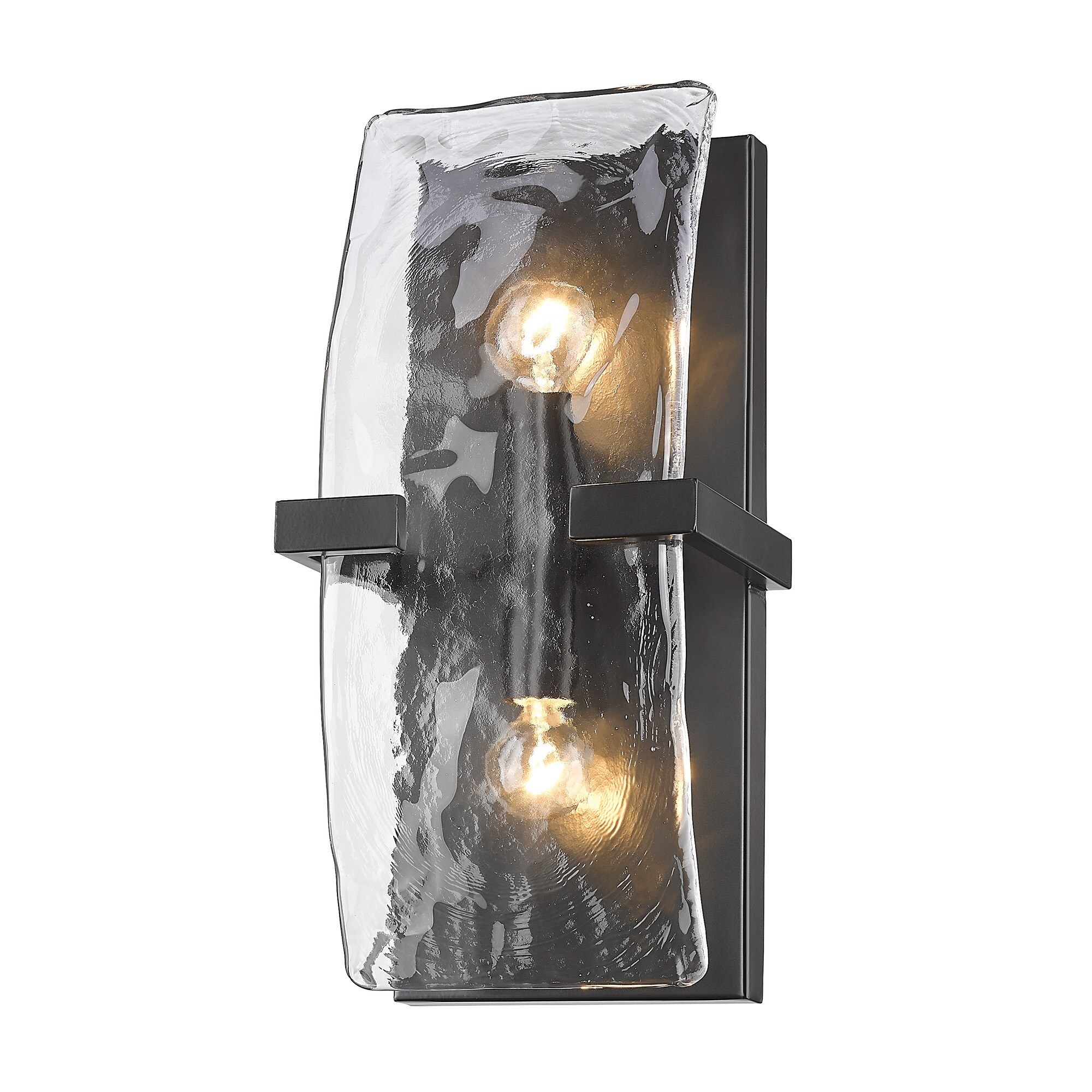 Black Hammered Glass Dimmable Wall Sconce