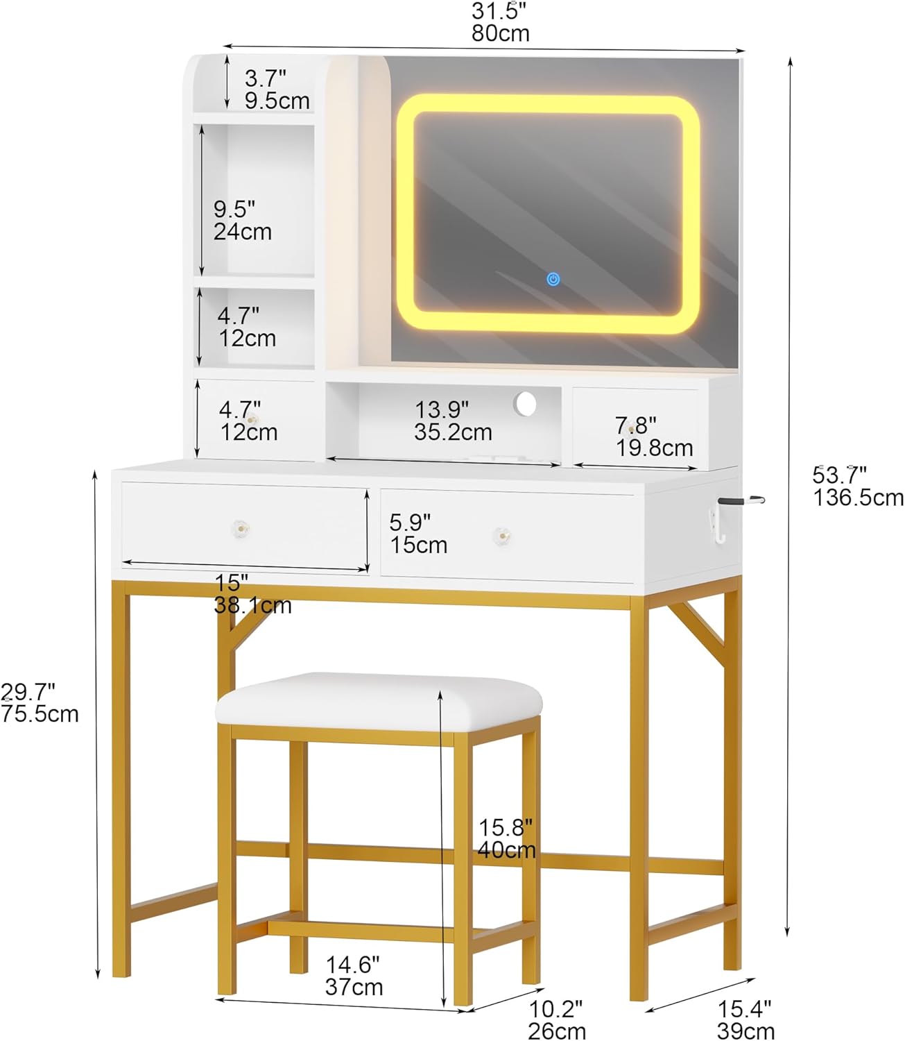 Qeetex LHF-SZT-PHO-339H988B Bedroom-Vanities - View #2
