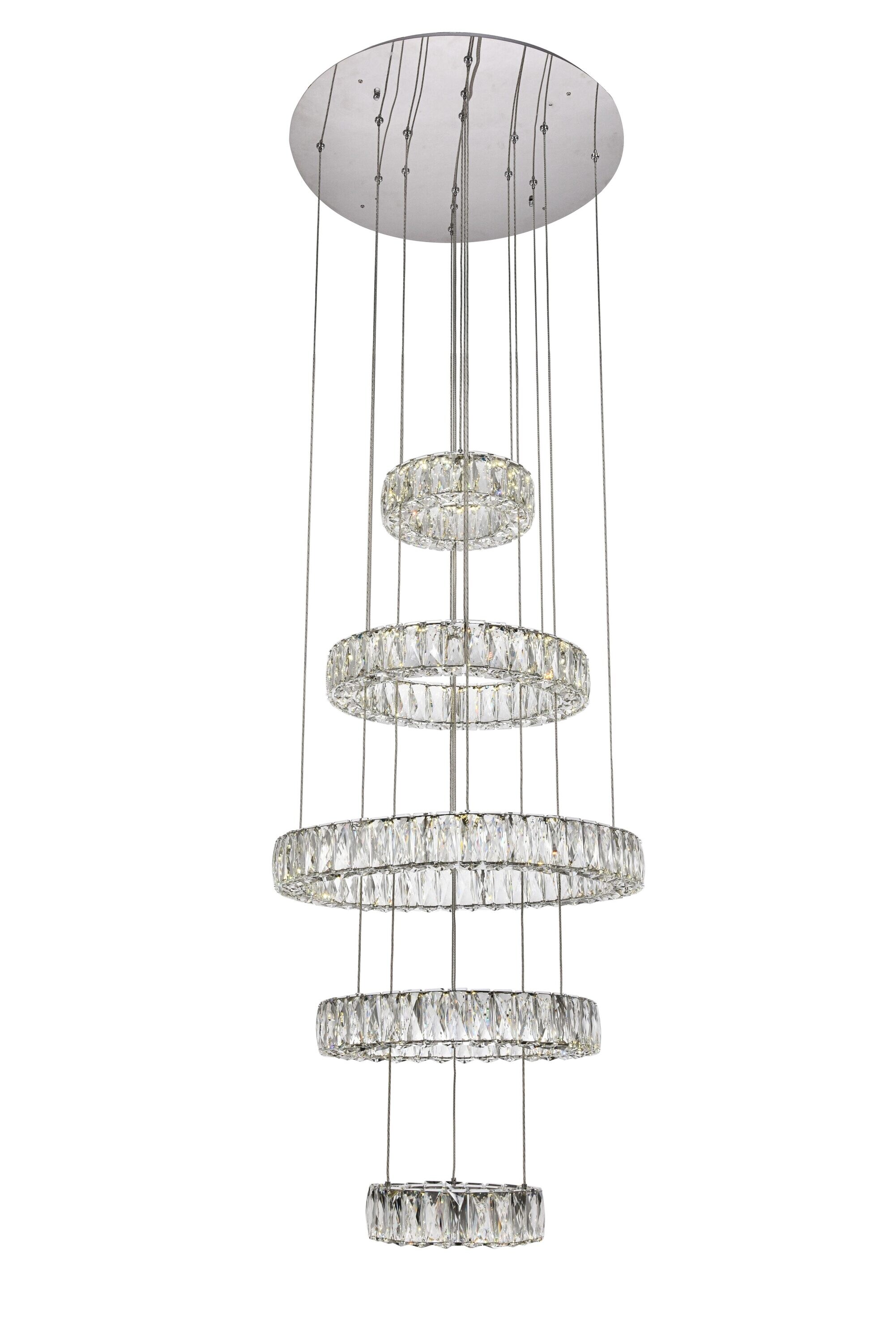 Elegant Decor HF10509G15LC Home Furnishing 5 -Light Chrome Modern/contemporary Integrated LED Crystal For Use in Bedrooms, Dining Rooms, Foyers, Kitchens, Living Rooms Chandelier