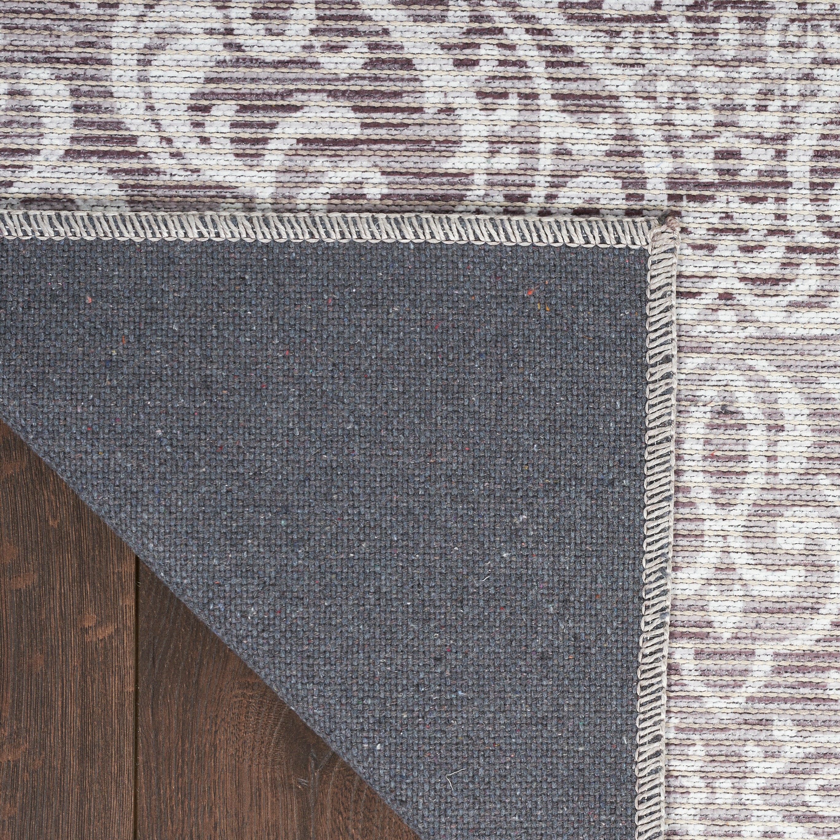Stone Gray Damask Washable Chenille Area Rug 7'10" x 9'10"
