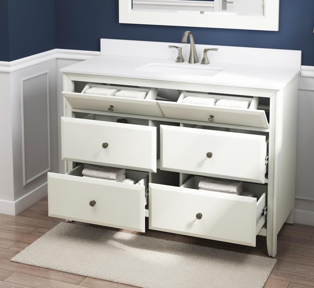 Style Selections 48-in Matte White Undermount Single Sink Bathroom ...