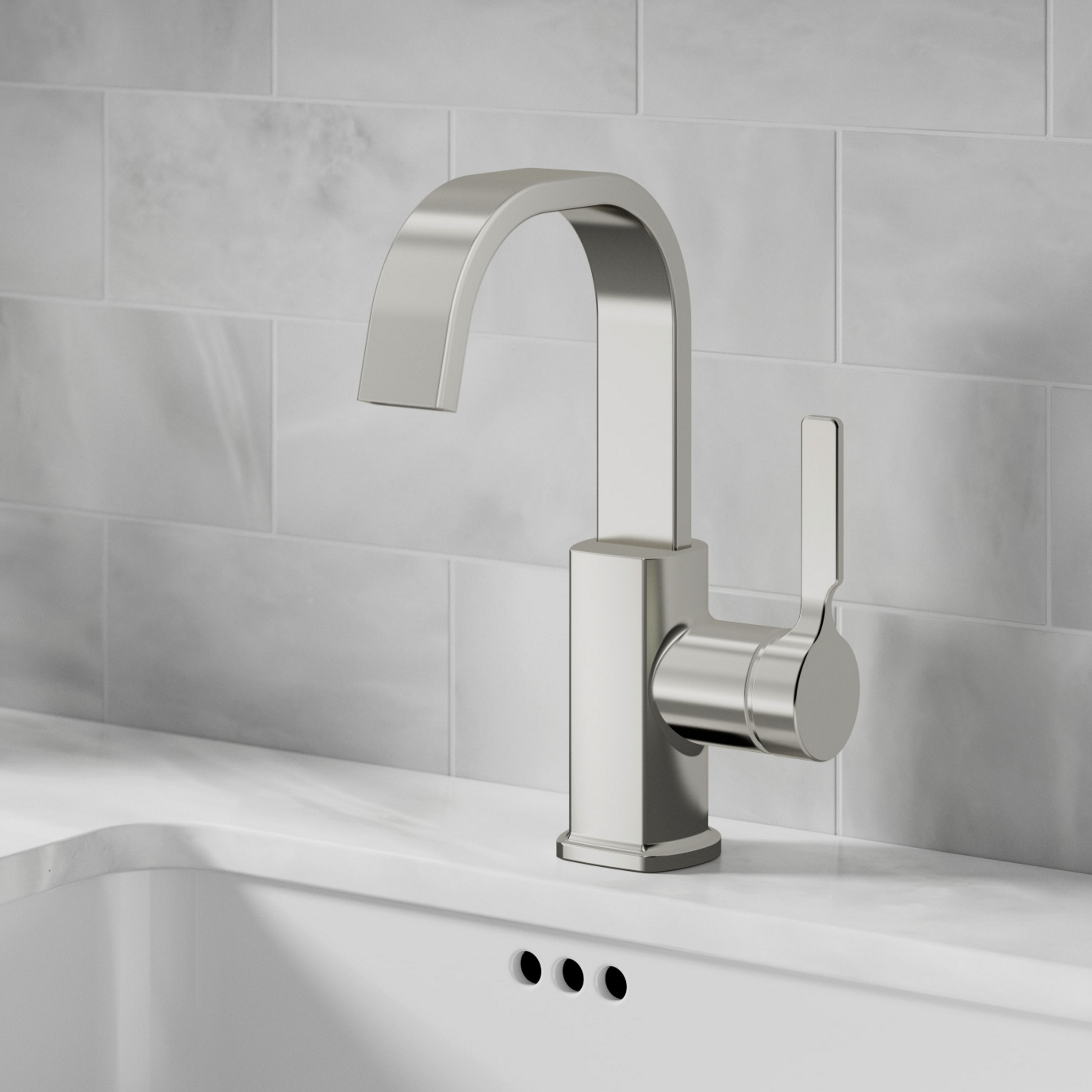 Luxurious Single Hole Single-Handle Bathroom Faucet in outlet Brushed Nickel Finish