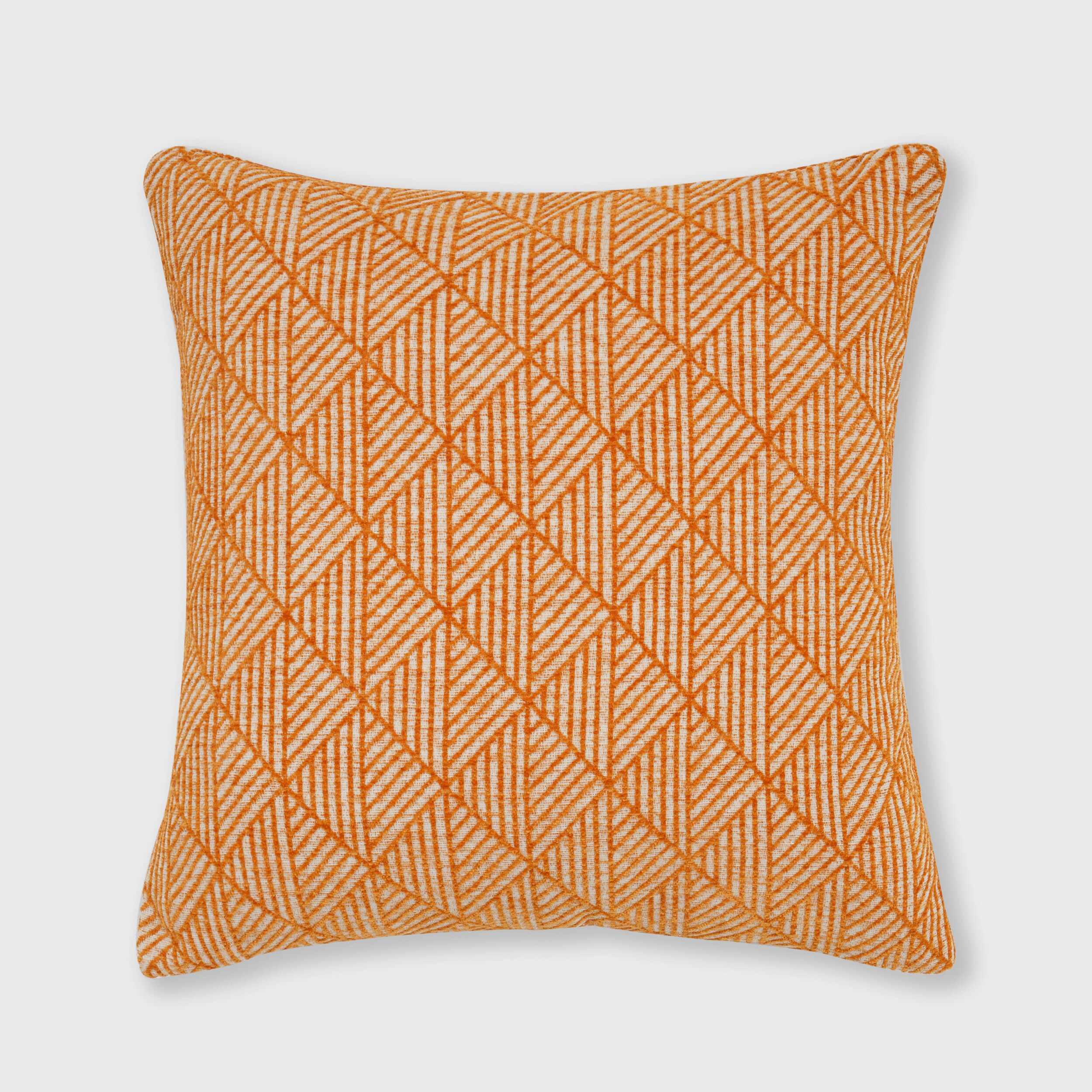 Bronze Orange Geometric Chenille Square Throw Pillow 18" x 18"