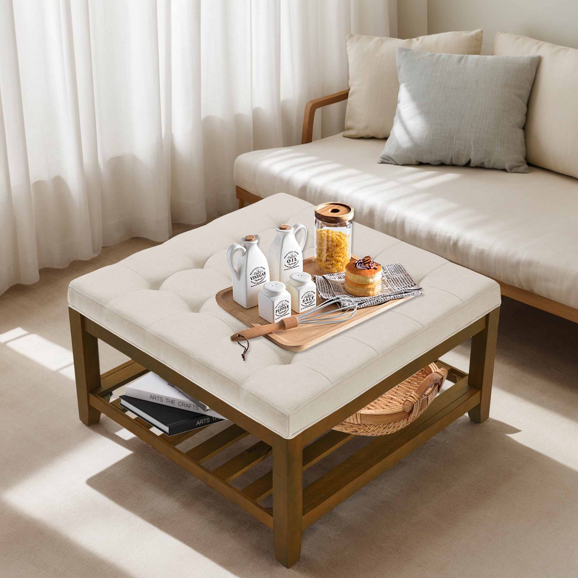 Hrinhom HC-W4109-IVORY Modern IVORY Storage Ottoman