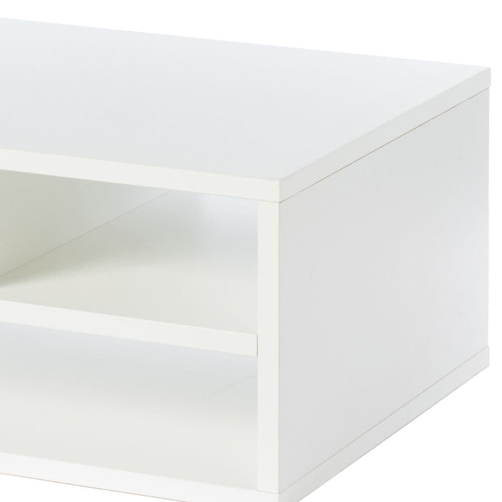 White Wood Compact Desktop Printer Stand with Storage