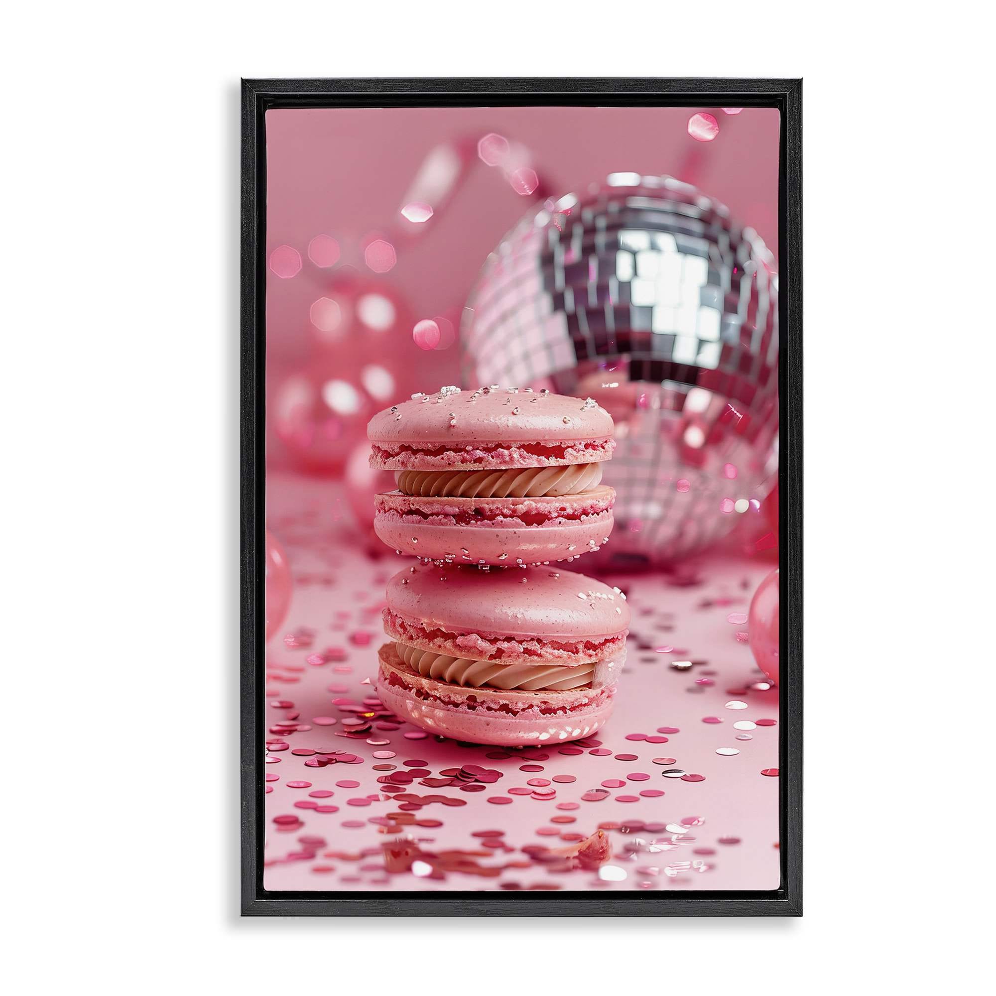 Stupell Industries BT-648-FFB-20X30 Pink Macaron Disco Floating Frame design by LSR Design Studio