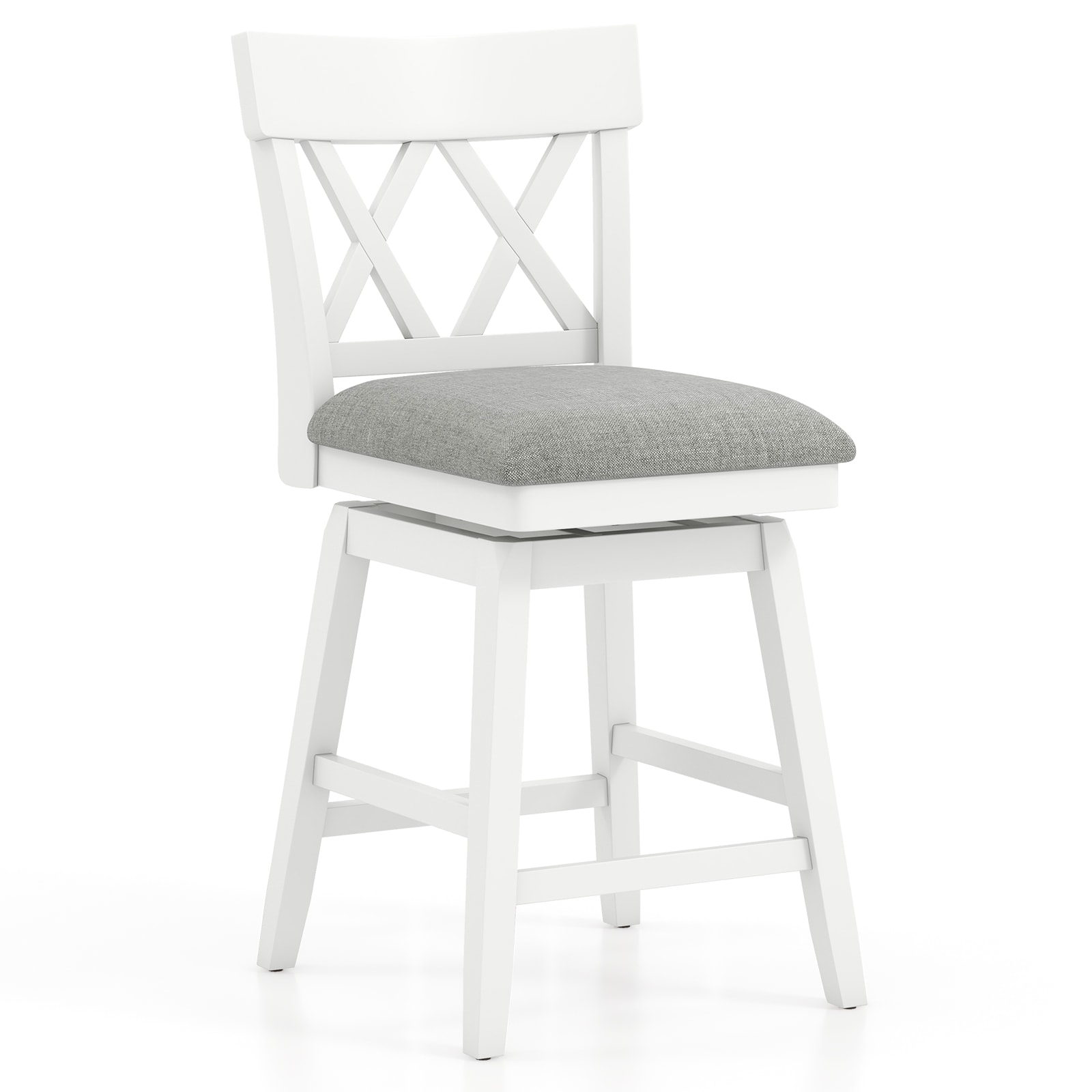 SUGIFT - 26-in Counter Height Swivel Bar Stool with Contoured Backrest and Padded Fabric Seat Rub...