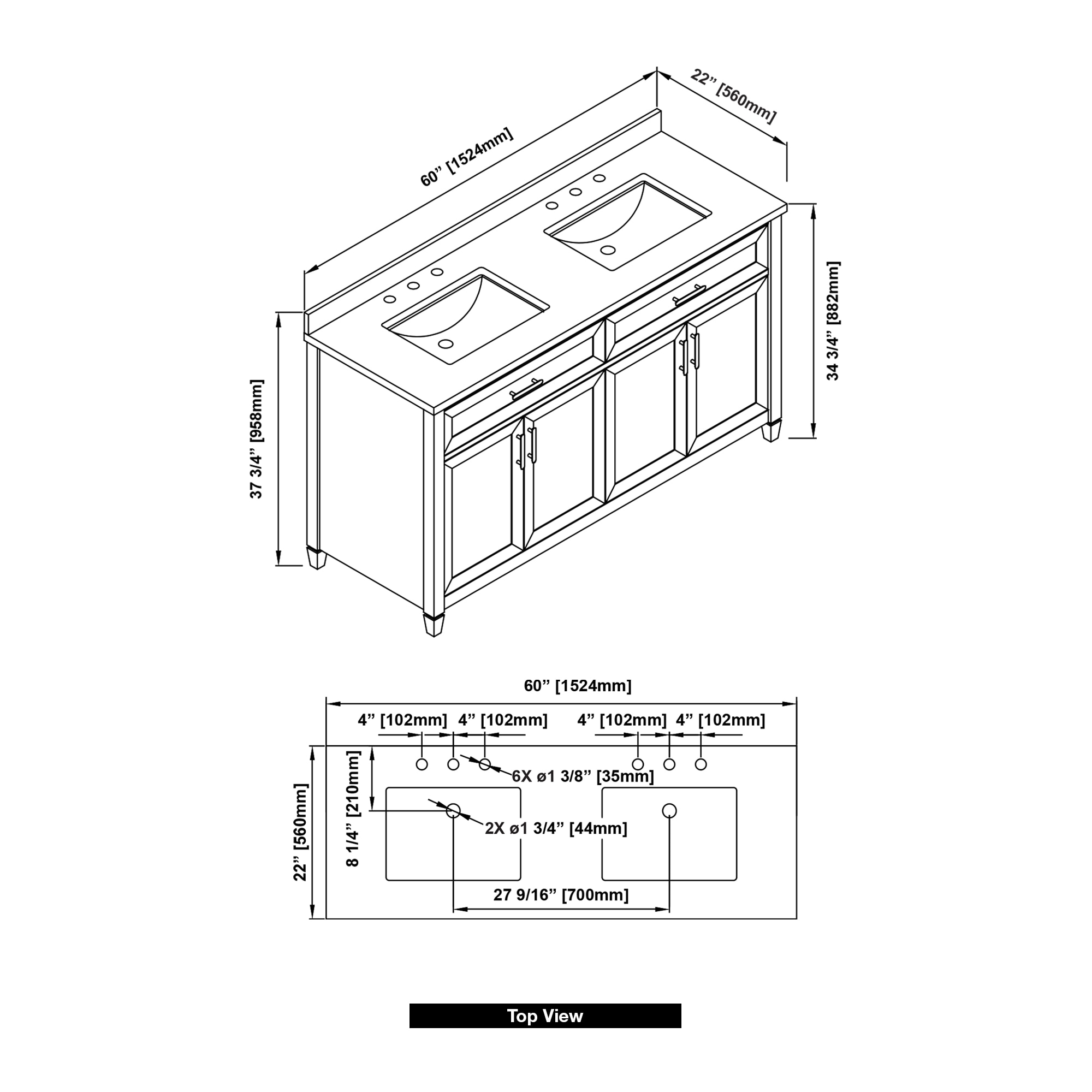 allen + roth LANCASHIRE 60W Bath-Vanity-Combo - View #3