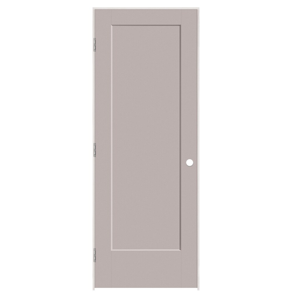Masonite 895857 30-in x 80-in Driftwood Solid core 1-panel Right hand Smooth Prefinished Molded composite Flat Jamb Single Prehung Interior Door