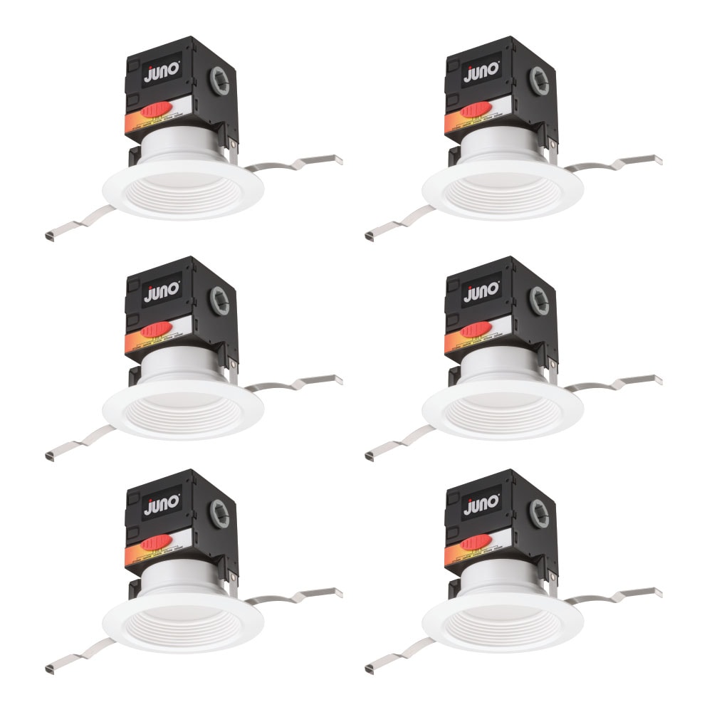 Juno Matte White 4-in 945-Lumen Switchable Round Dimmable LED Canless Wet Rated Recessed Downlight (6-Pack)