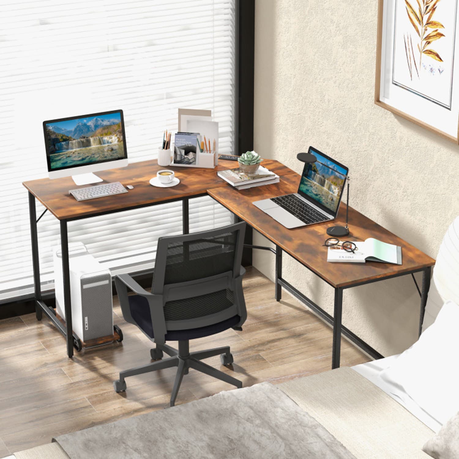 Costway 31.5'' Small Computer Desk Home Office Study Writing Desk with 2  Compartments