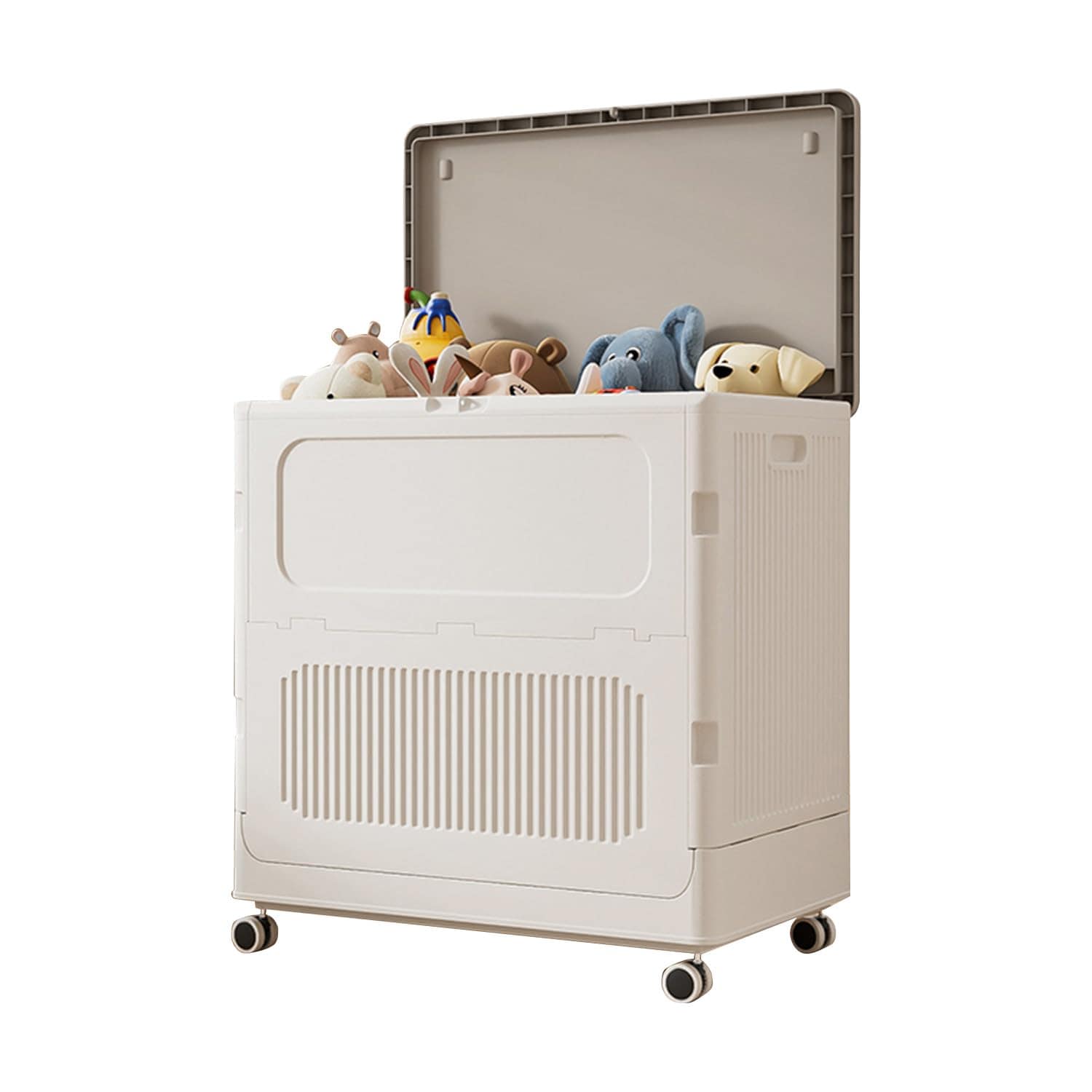 Garvee 123L Collapsible Rolling Laundry Hamper with Lid Four 360 Degree Swivel Wheels Two Lockable Install Free PP Plastic Dirty Clothes Storage Basket for Bedroom Laundry Room