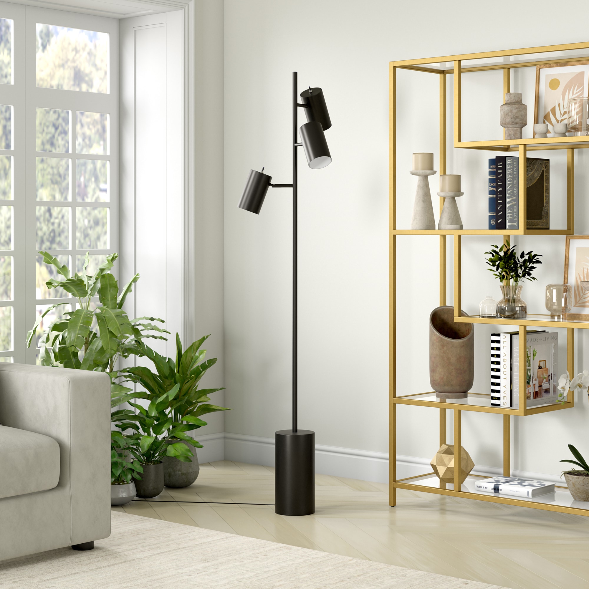 Hailey Home FL1577 Dorset 65-in Blackened Bronze Standard Floor Lamp with Metal Shade