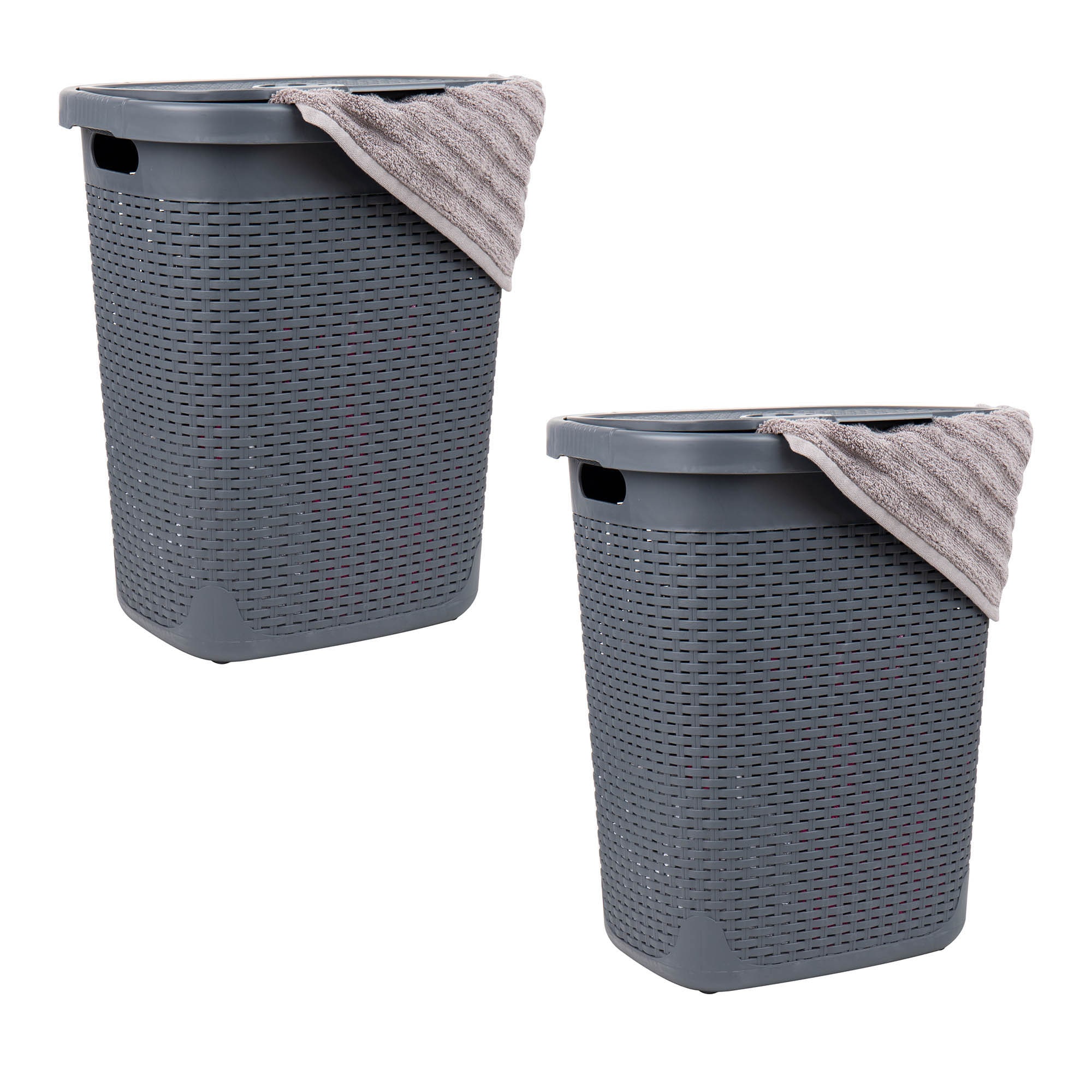 Mind Reader 50-Liter Gray Plastic Laundry Hamper 50HAMP2PK-GRY at Lowes.com