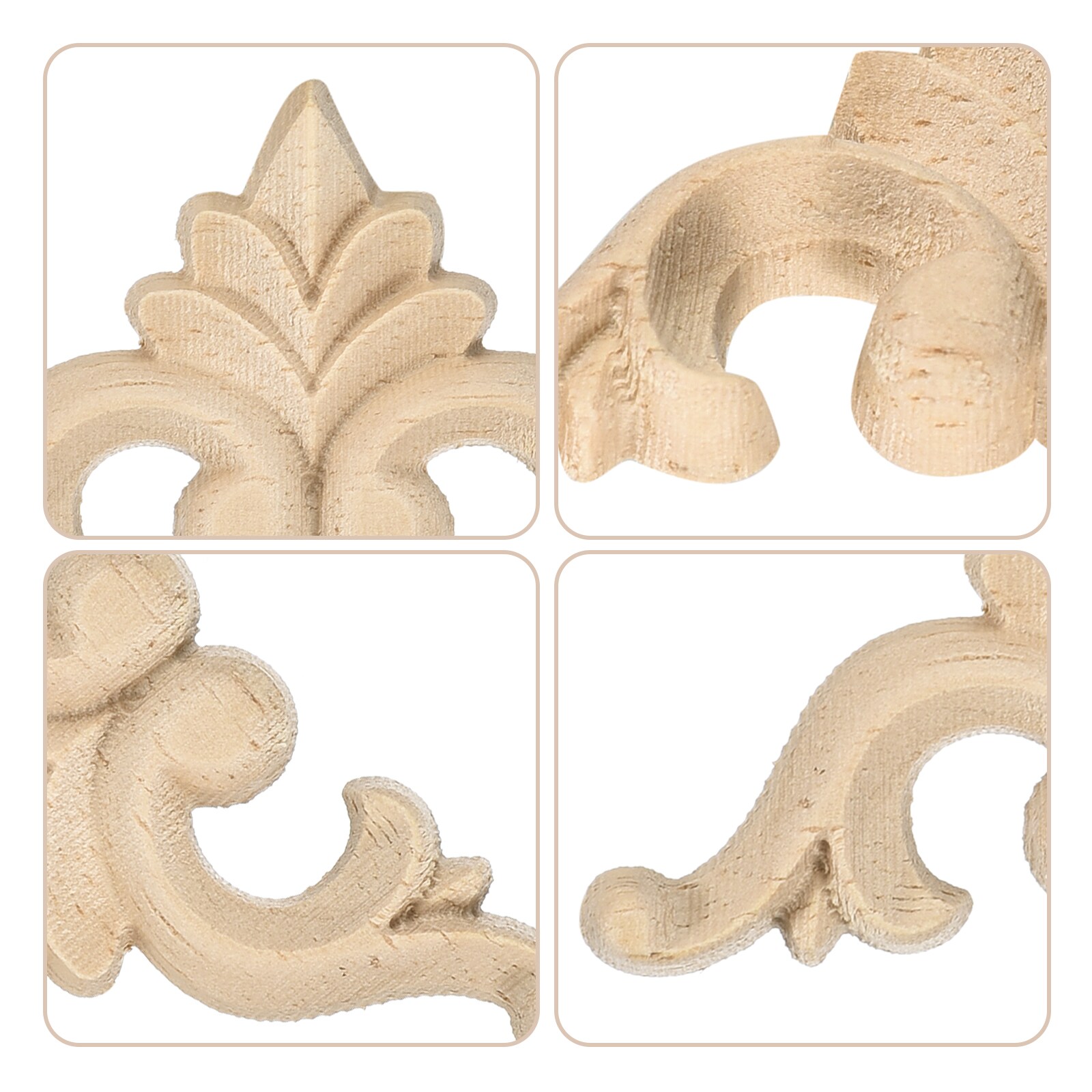 2 pezzi ovali in legno non verniciato modanatura decorativa intaglio