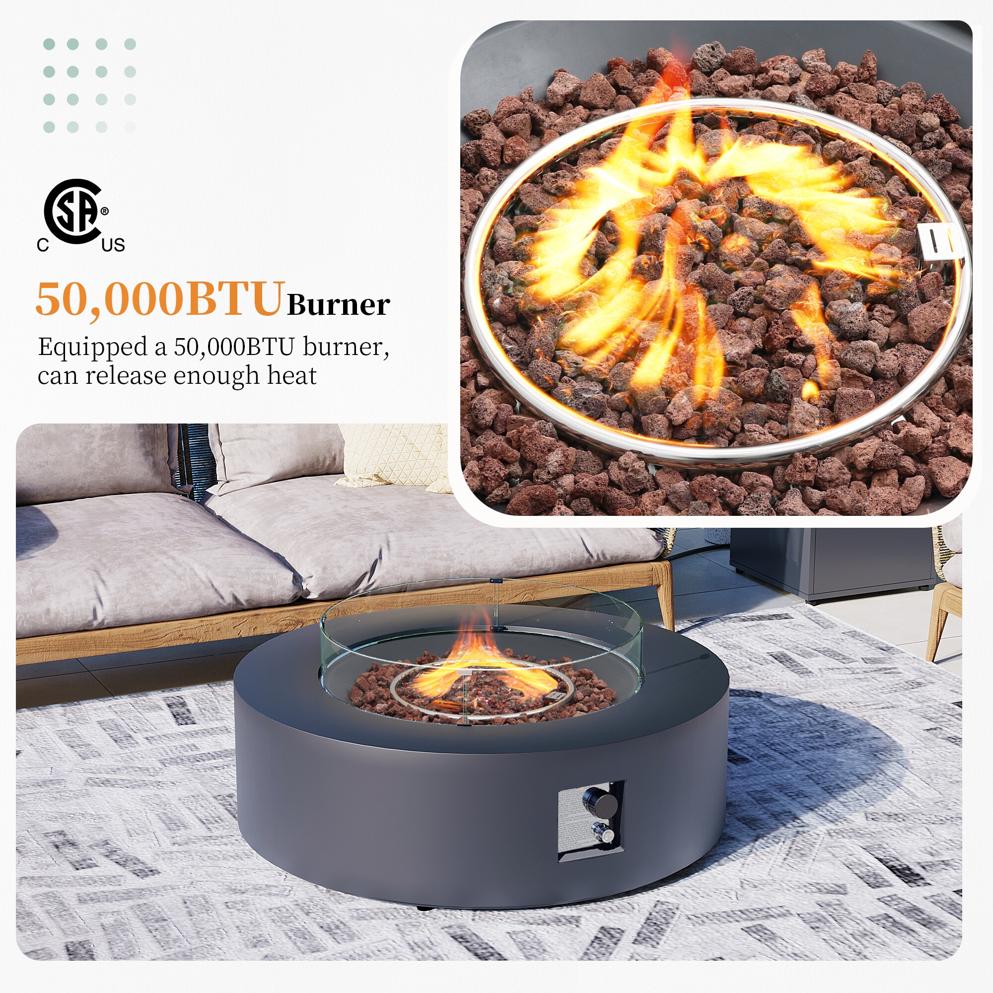 Patio Watcher 42TP-GREY-DK-BLZWST Outdoor-Gas-Firepits - View #6