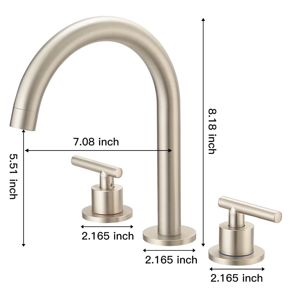 Brushed Nickel 8-Inch Widespread 2-Handle High-Arc Bathroom Faucet