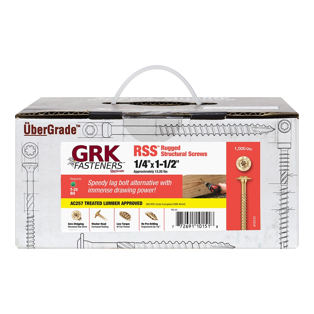 GRK Fasteners 10151 RSS 1/4-in x 1-1/2-in Polymer Exterior Wood screws ( 1000 -Per Box )