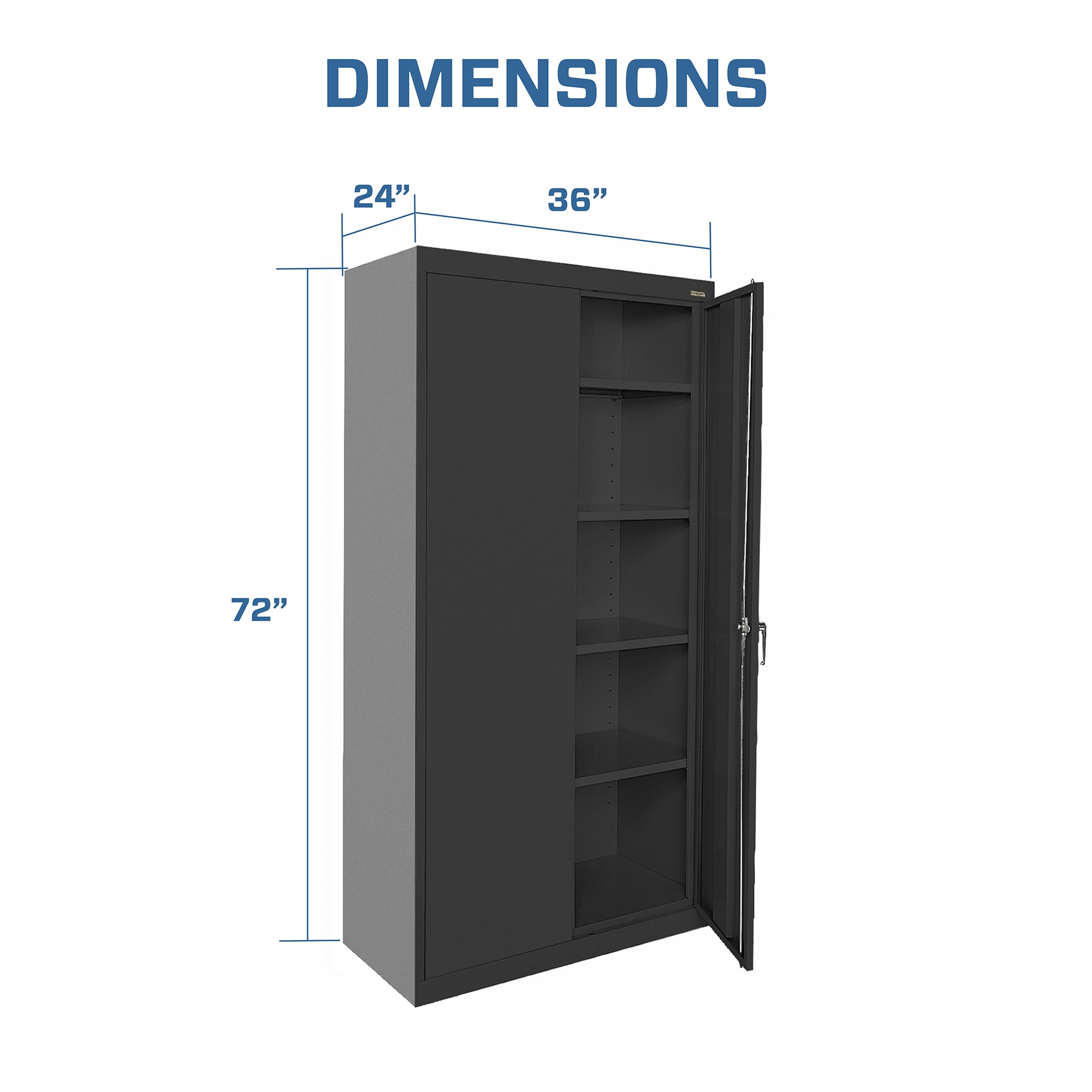 Black Freestanding Lockable Office Cabinet with Adjustable Shelving