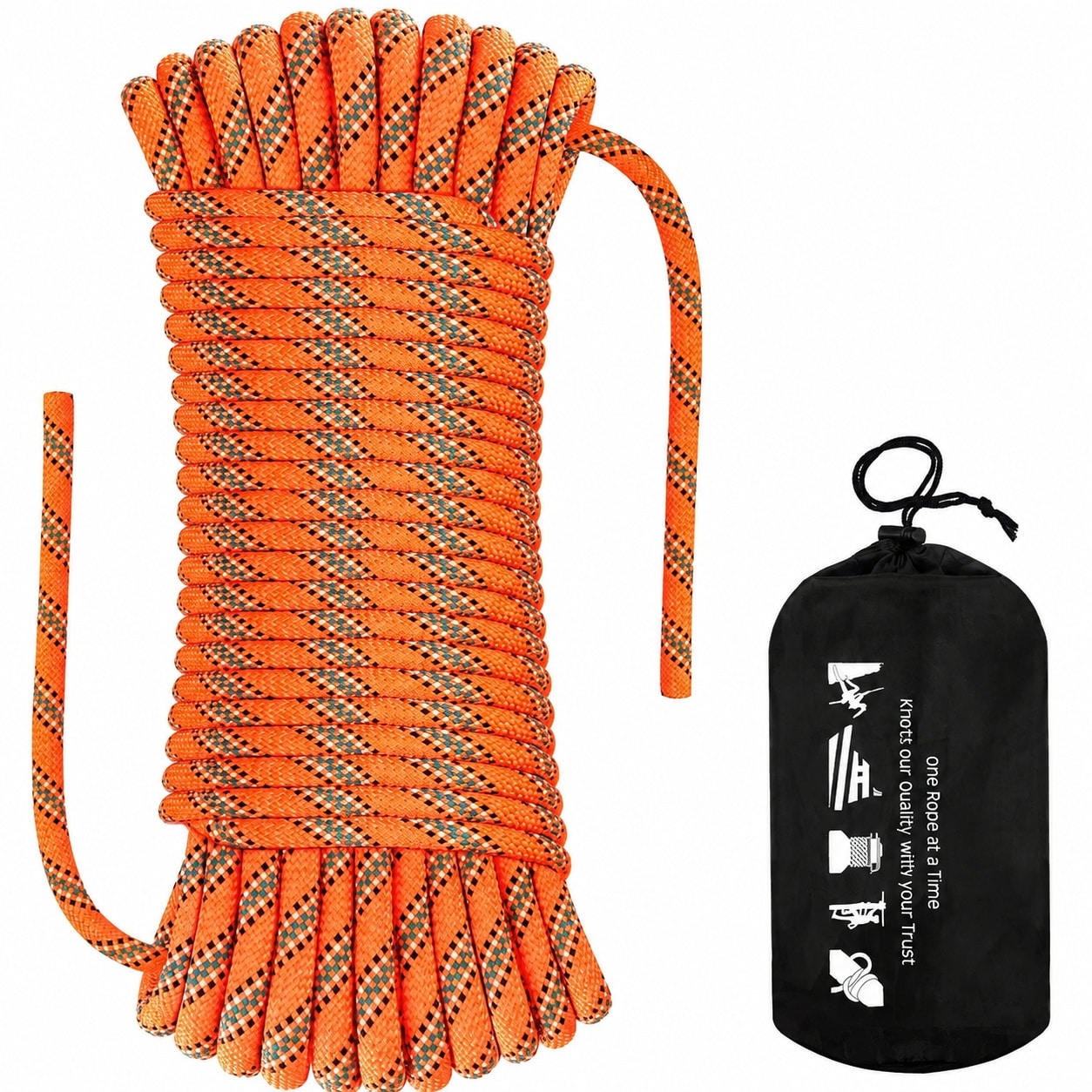 Anqtovp  8.5mm Static Climbing Rope Heavy Duty Outdoor Rock Climbing Ropes for Fire Rescue Escape and Ice Climbing Equipment in Multiple Lengths