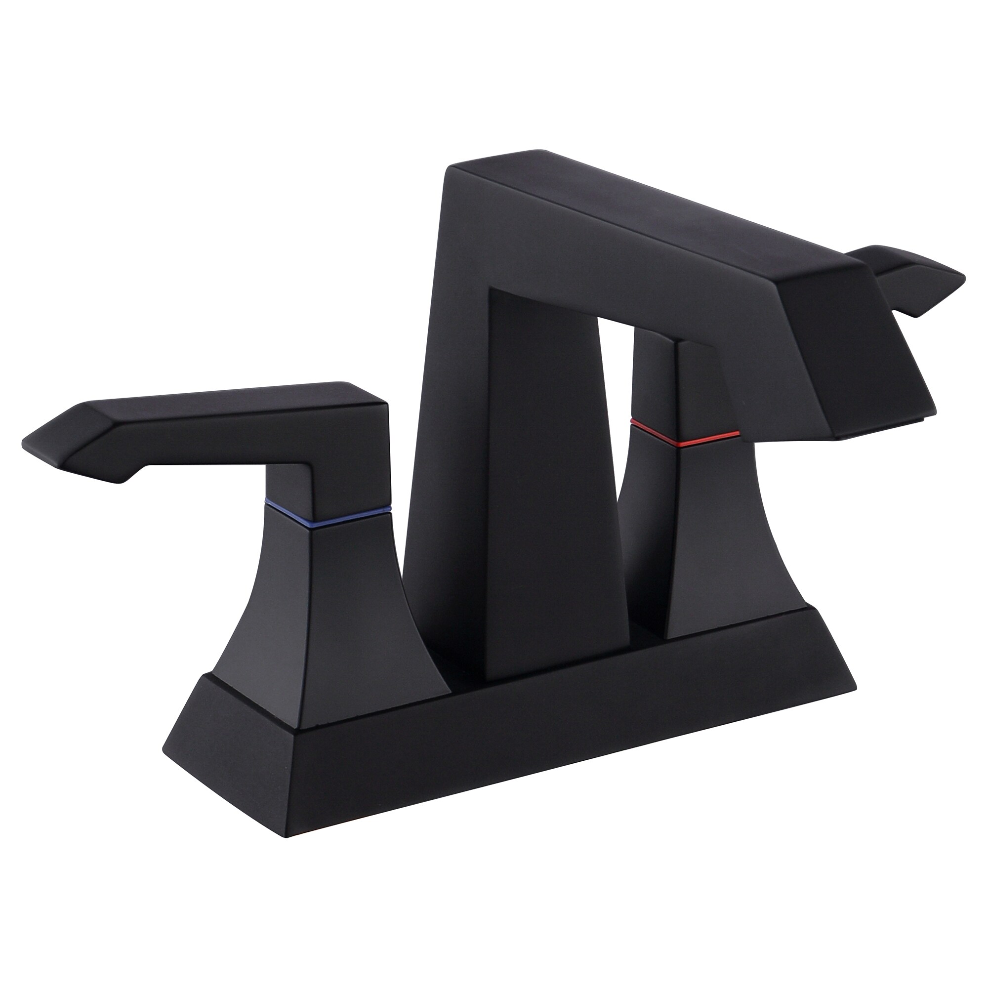 FORIOUS LL03582B-F Matte Black 4-in centerset 2-handle Mid-arc Commercial/Residential Handle Bathroom Sink Faucet with Drain