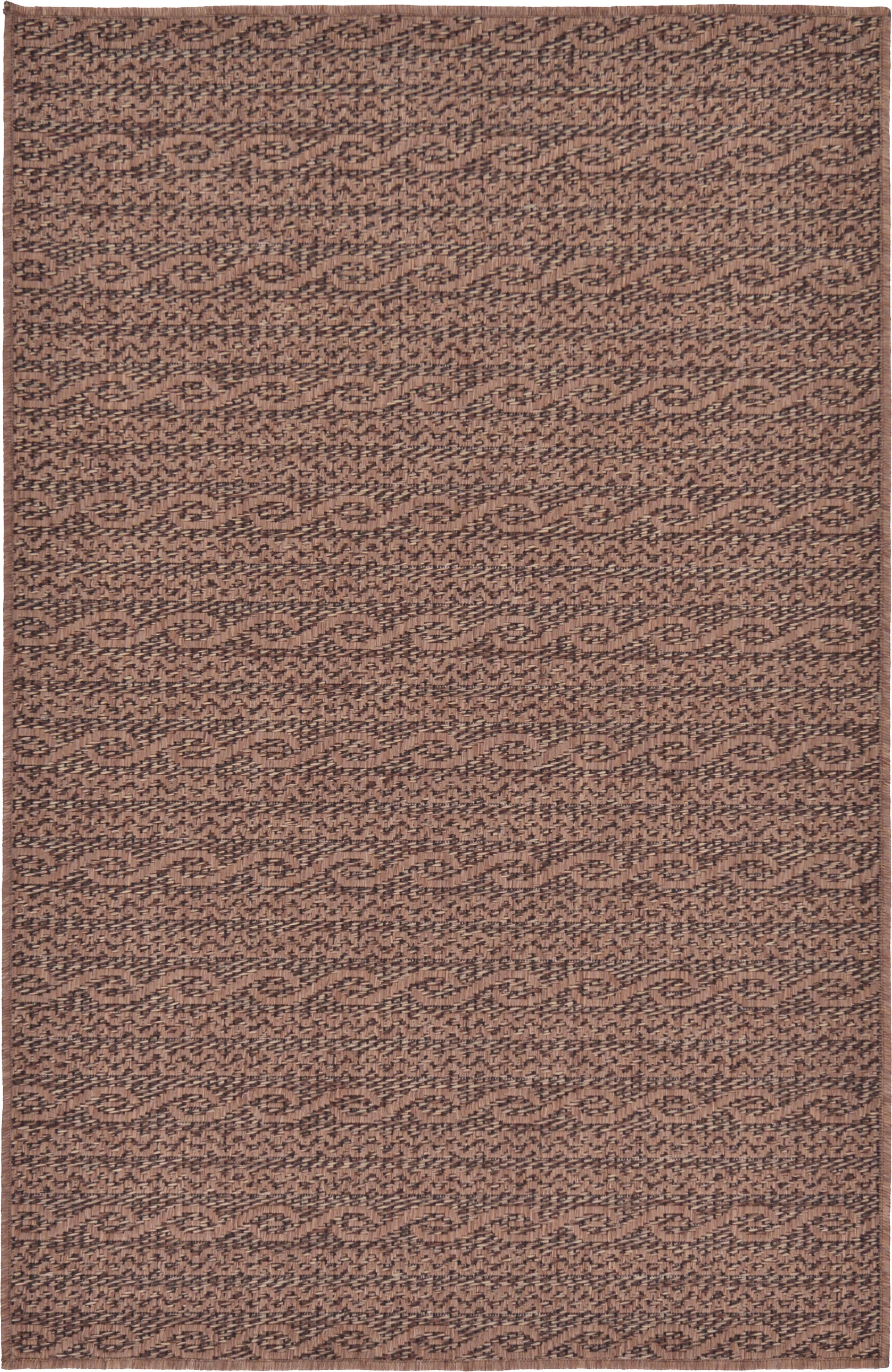 Unique Loom 3126532 Links Outdoor 3 x 5 (ft) Loomed Polypropylene Brown/Black Rectangular Indoor/Outdoor Stripe French Country Area rug