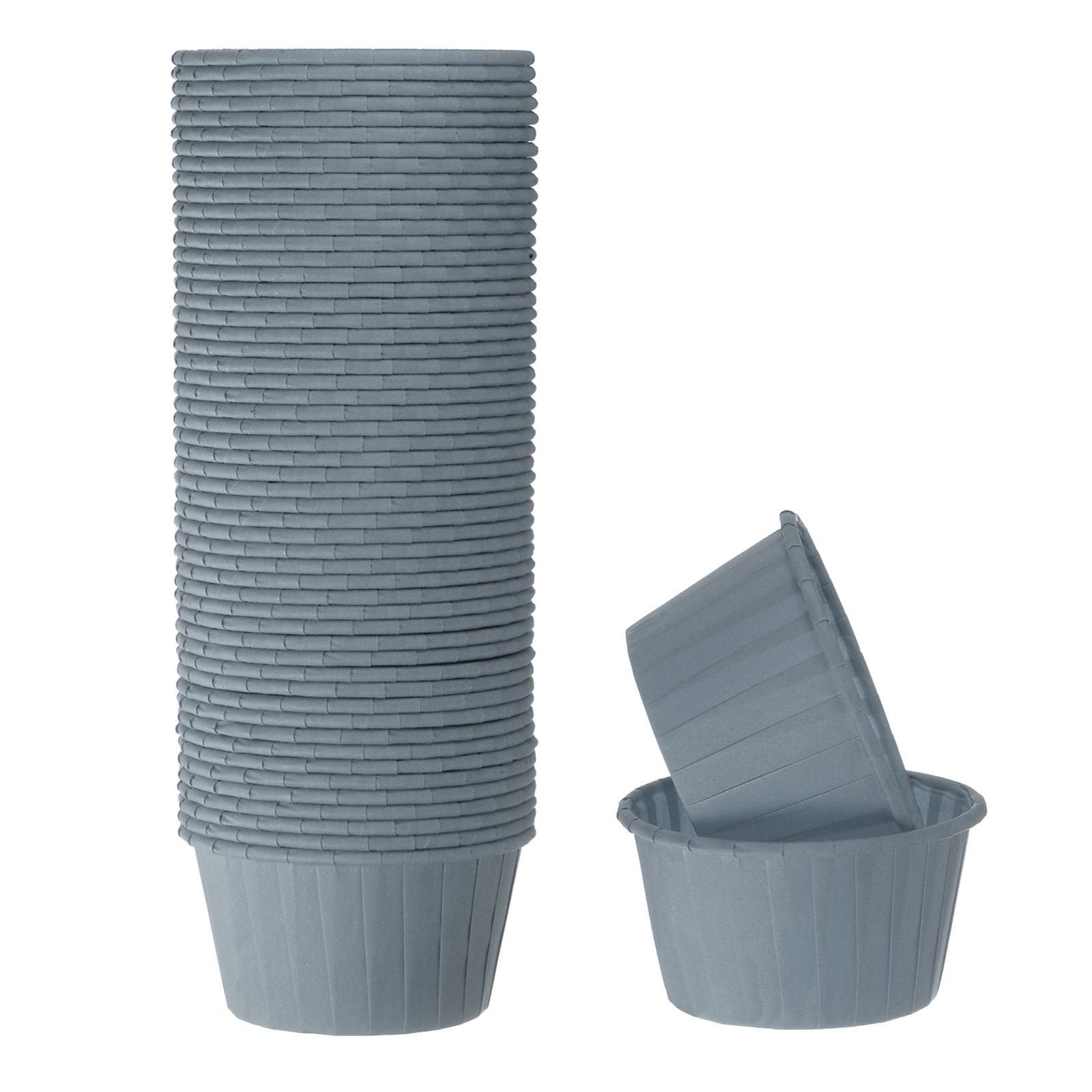 Harfington 50pcs Cupcake Baking Cups 3.5oz Standard Size Paper Cupcake Liners Greaseproof Wrappers Disposable for Wedding Birthdays Christmas Dessert Grey Blue