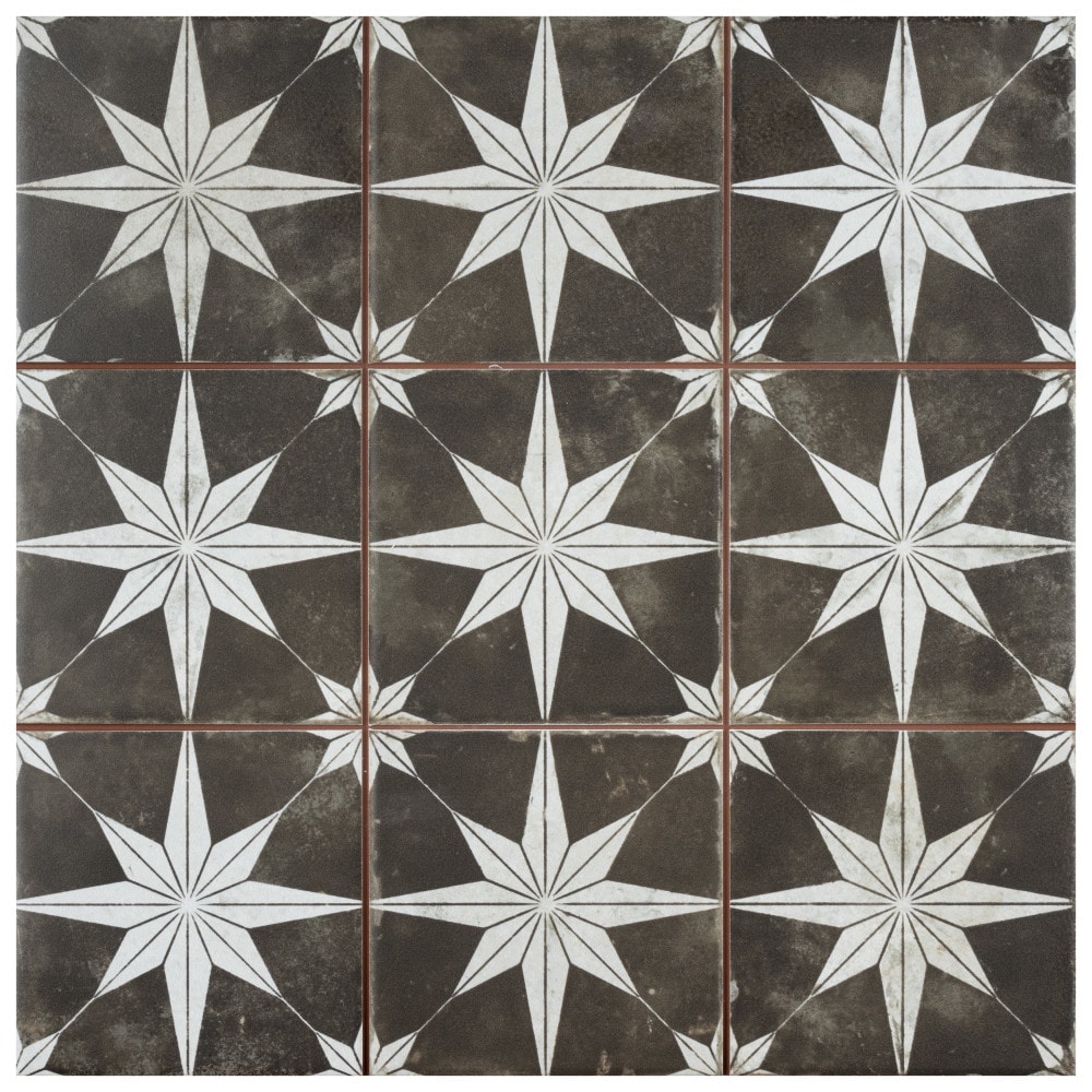Affinity Tile FPEHMSNI Harmonia Kings Star Night 13-in x 13-in Matte Ceramic Encaustic Floor and Wall Tile (12-sq. ft/ Carton)
