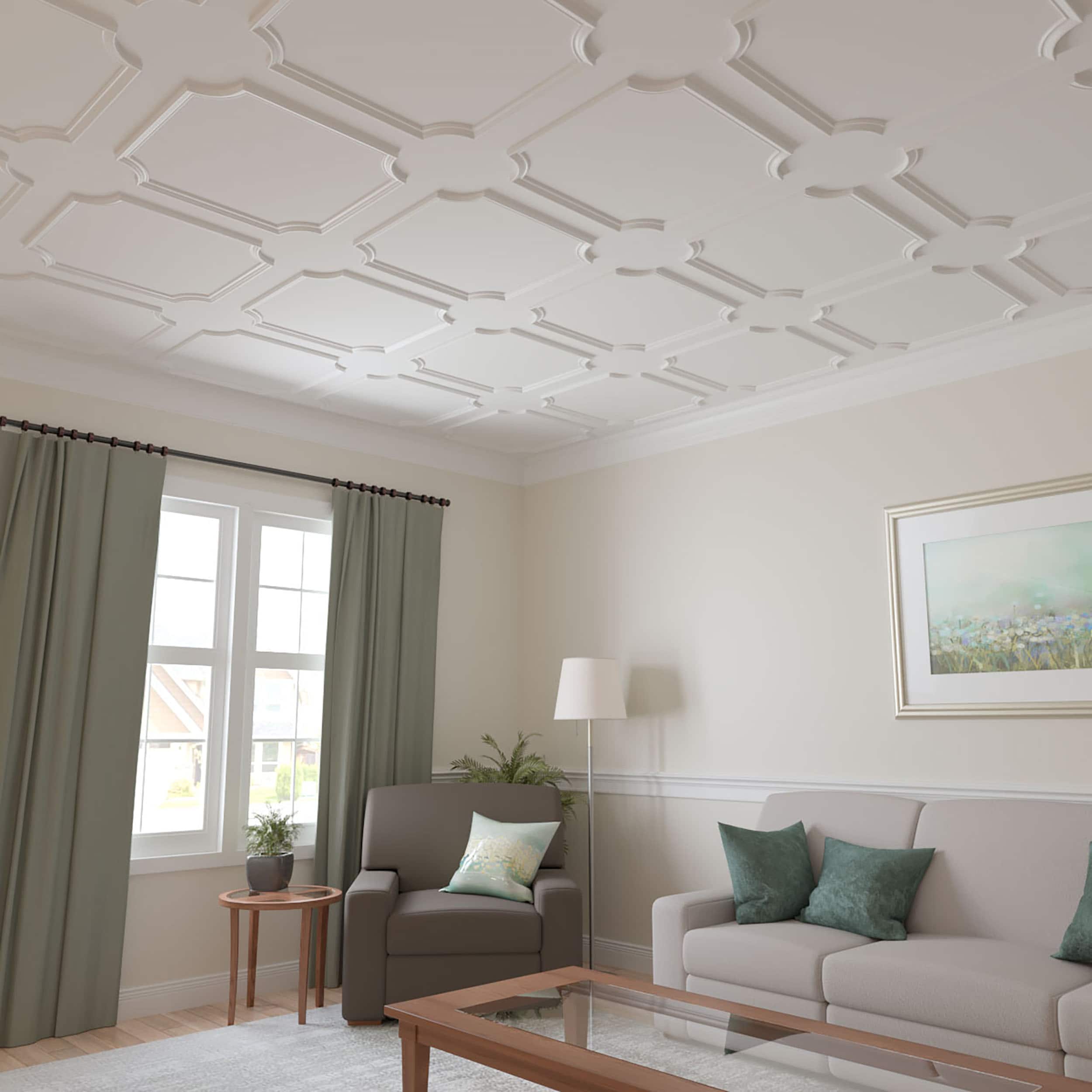 White Polyurethane Crown Panel Moulding, 94.5 Inches