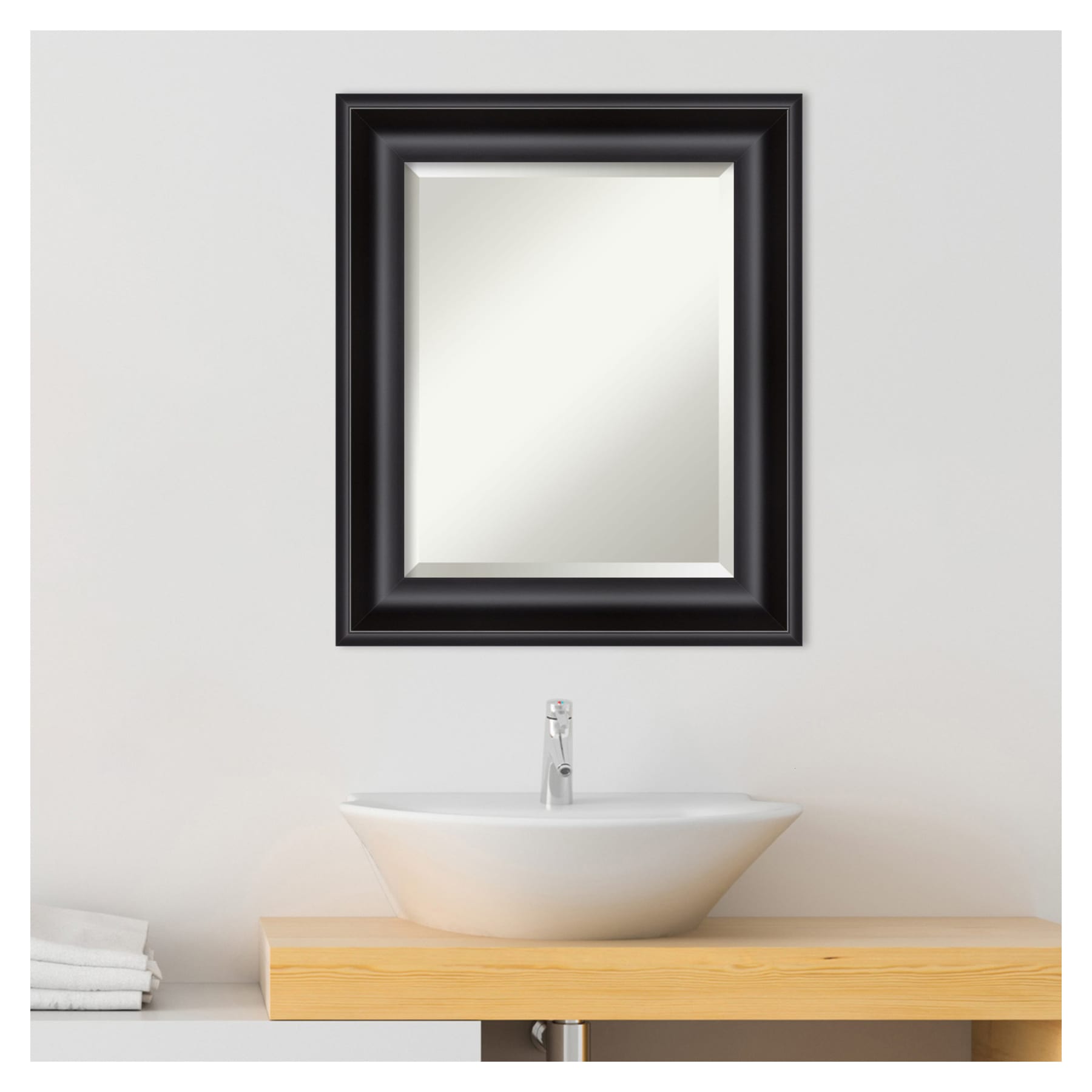 Amanti Art Grand Black Frame 21.75-in x 25.75-in Bathroom Vanity Mirror ...