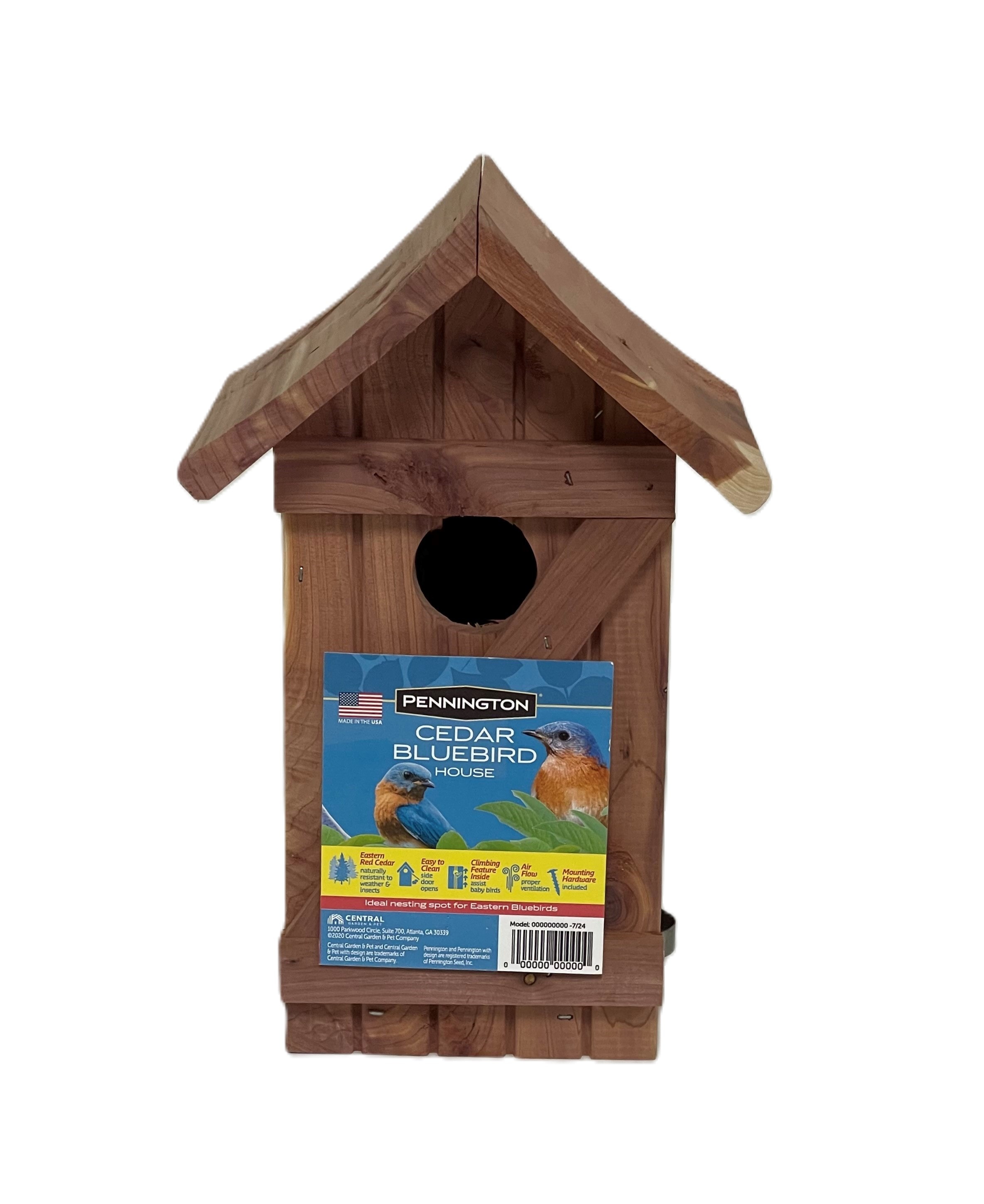 Pennington 10.81-in H Cedar Wood Bluebirds Nesting box Bird House #100551906