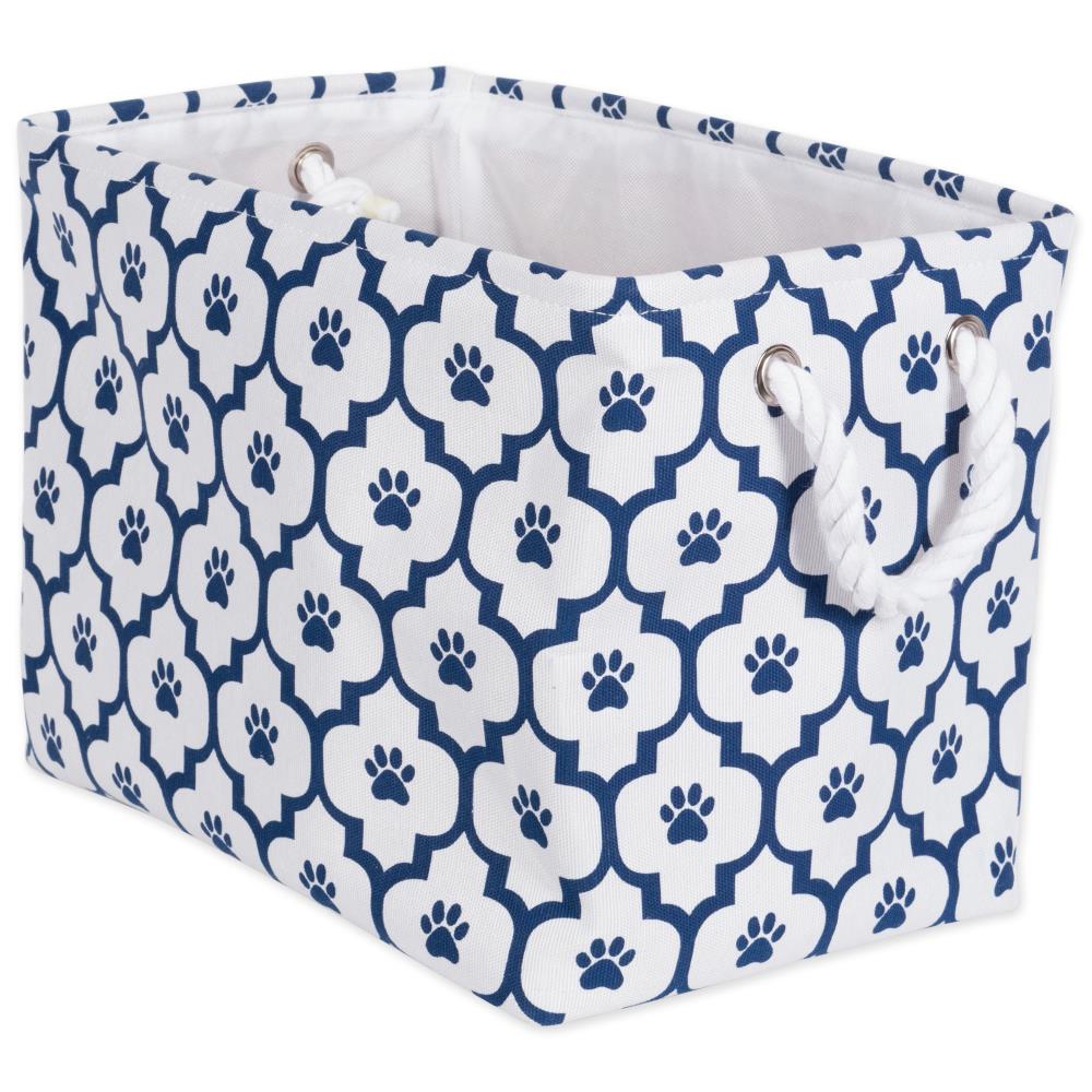 DII CAMZ38668 ( 8-in W x 9-in H x 14-in D ) Lattice Navy Polyester Collapsible Bin
