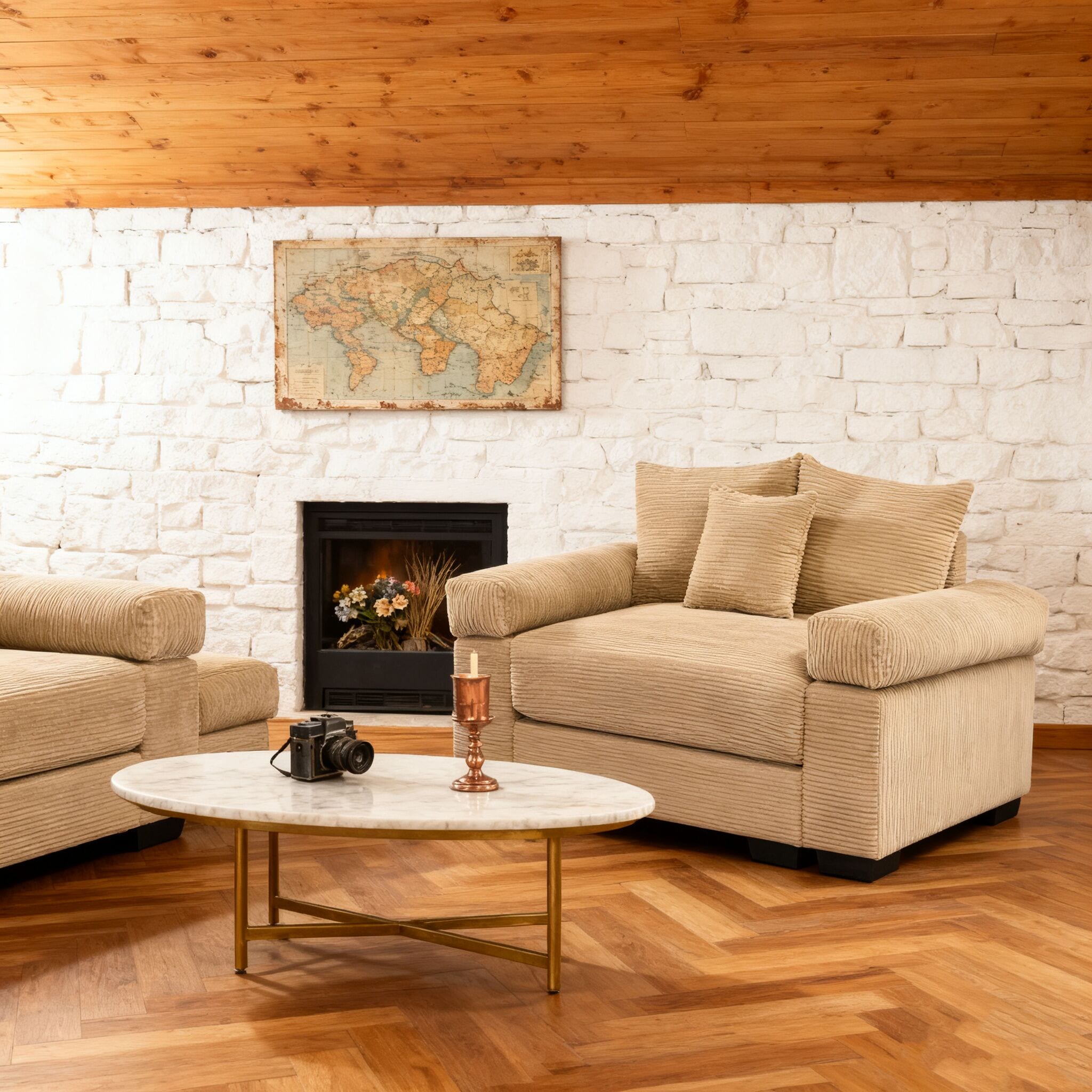 Homy Casa SSQP Oversized Cloud Modular One Seater Corduroy Champagne Beige one_size in Brown | SSQP-01-BR
