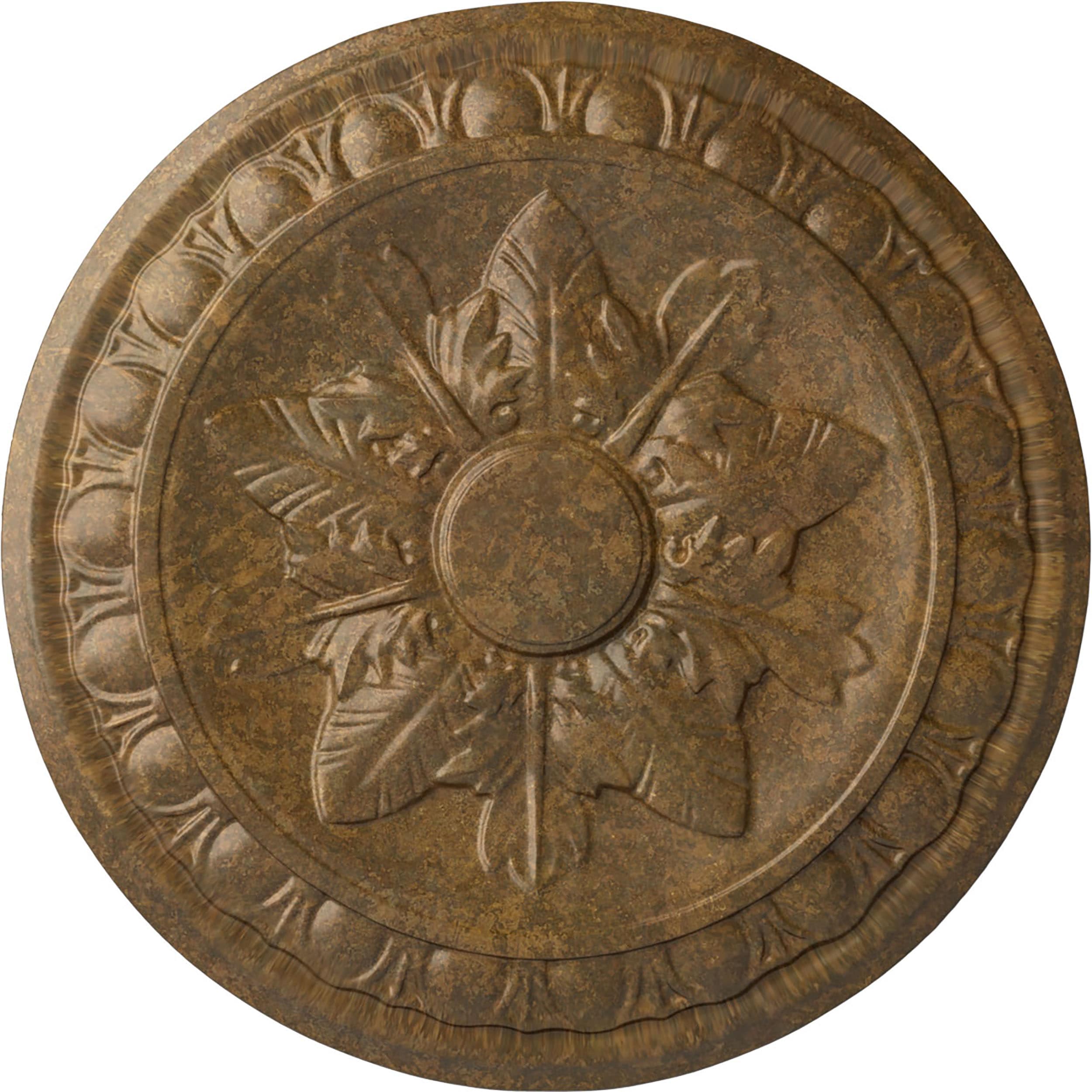 Ekena Millwork CM17EXRZS Exeter 17.75-in W x 17.75-in L Painted Rubbed Bronze Polyurethane Whole Ceiling Medallion